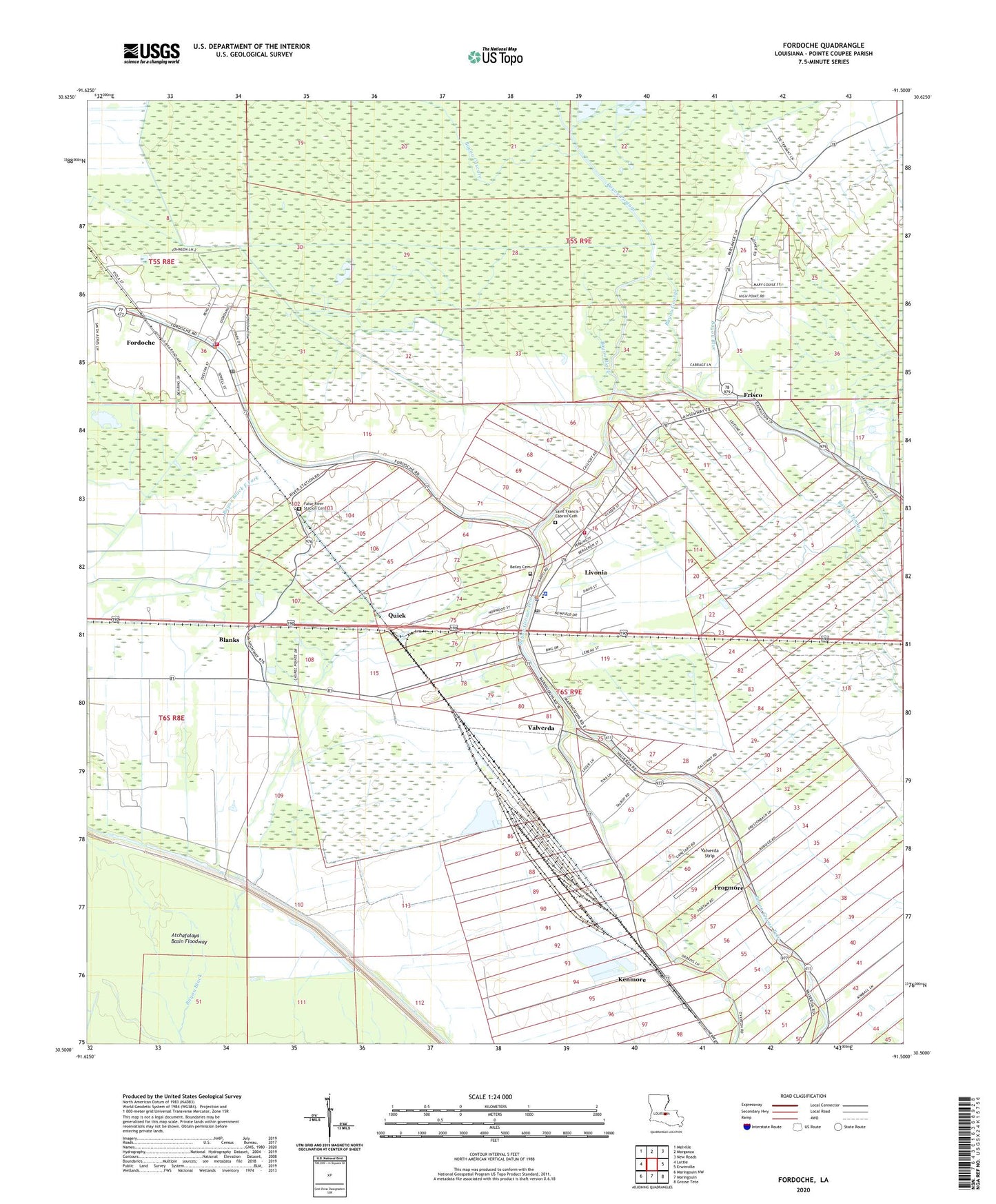 Fordoche Louisiana US Topo Map Image