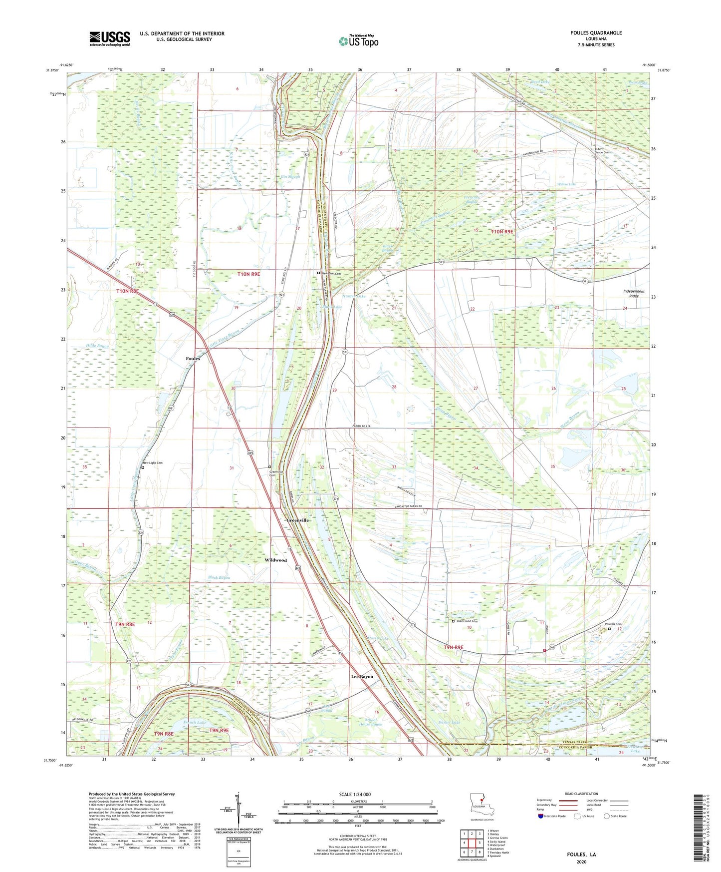 Foules Louisiana US Topo Map Image