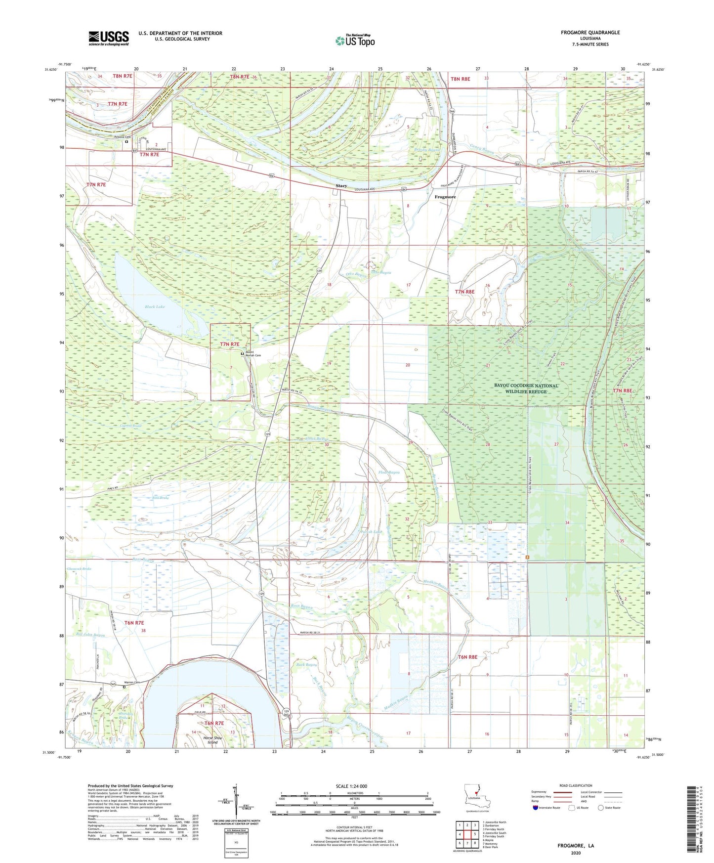 Frogmore Louisiana US Topo Map Image