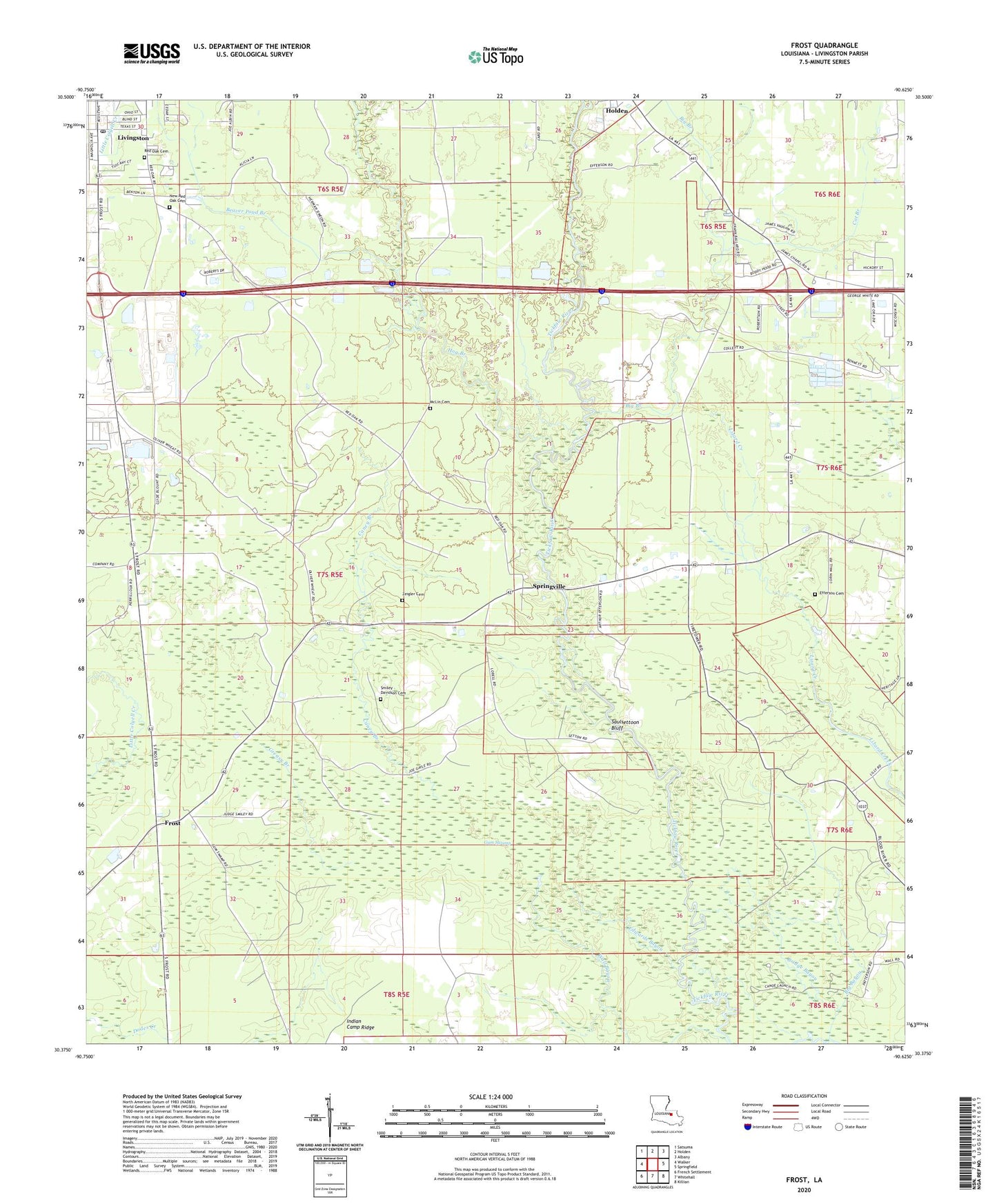 Frost Louisiana US Topo Map Image