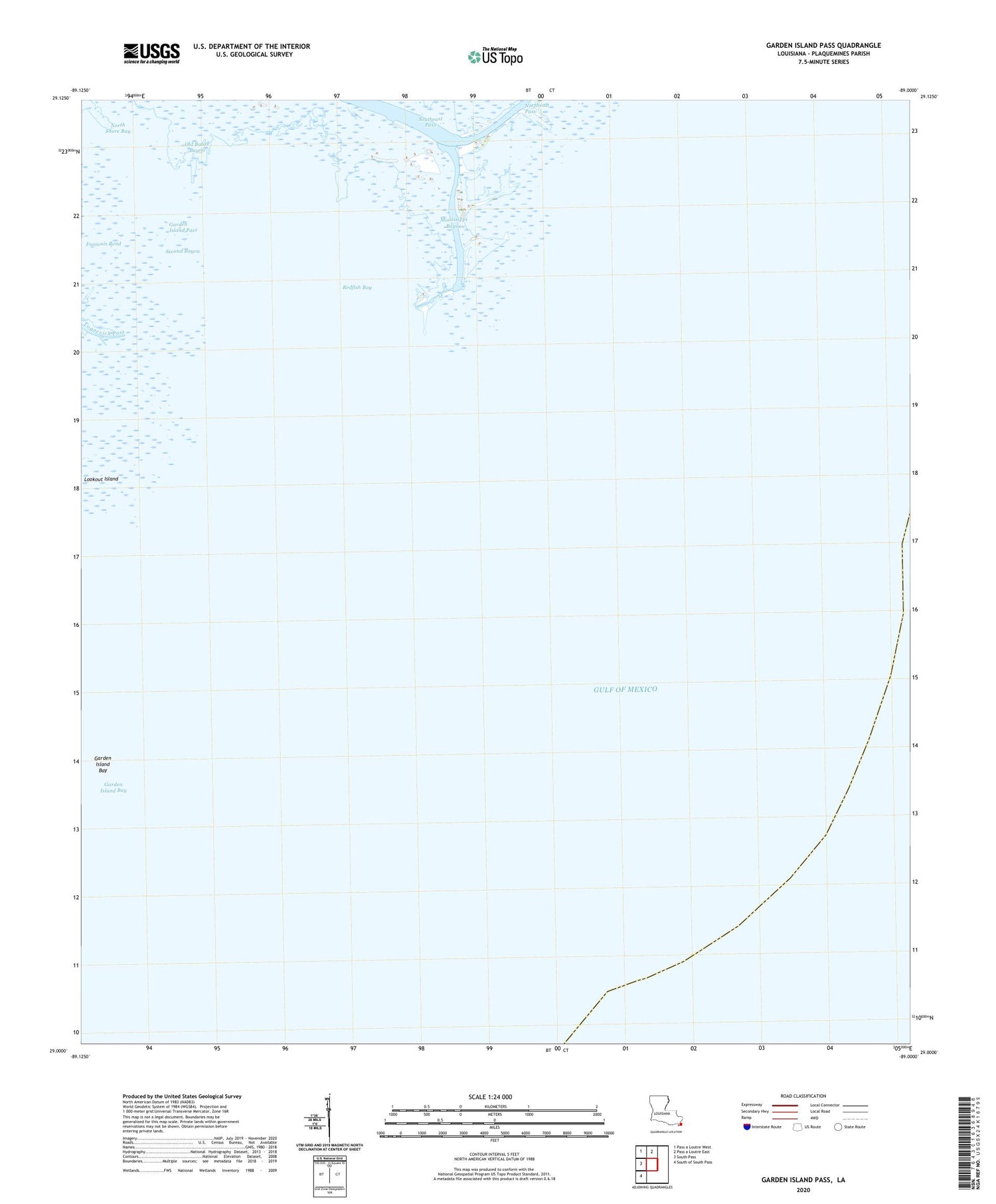 Garden Island Pass Louisiana US Topo Map Image