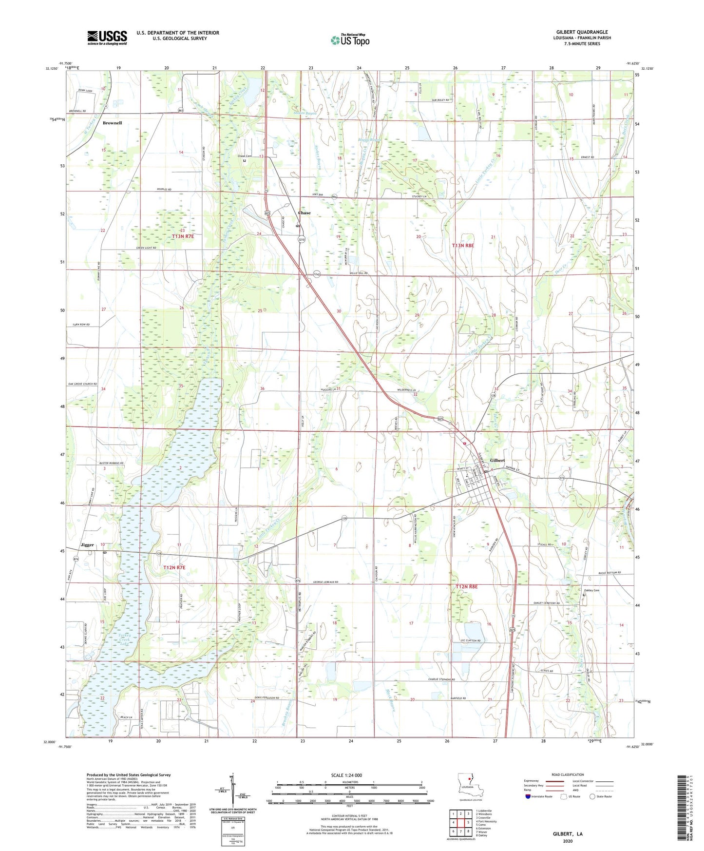 Gilbert Louisiana US Topo Map Image