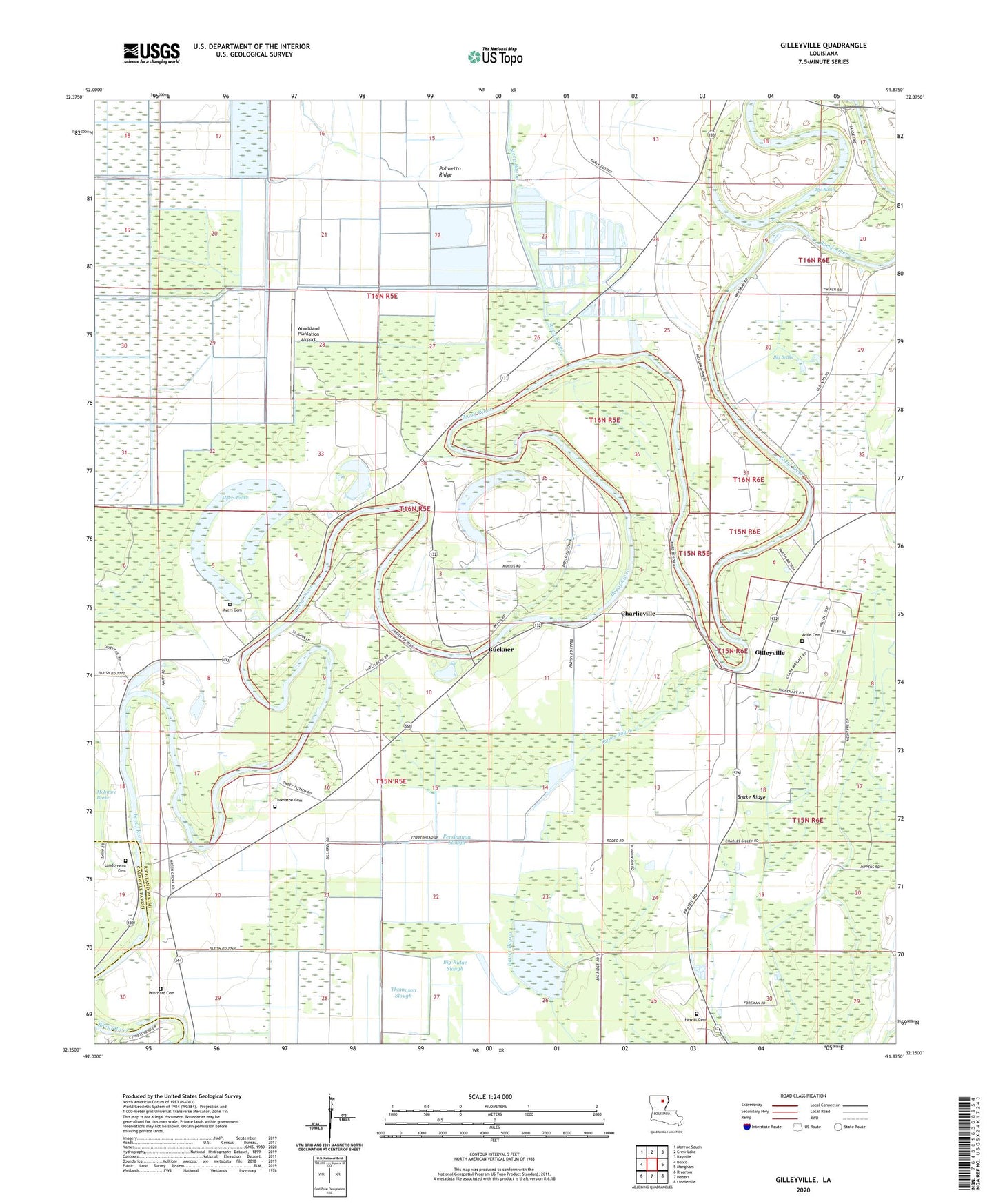 Gilleyville Louisiana US Topo Map Image