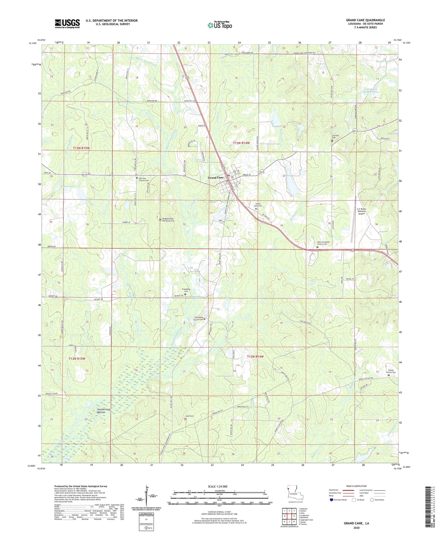 Grand Cane Louisiana US Topo Map Image