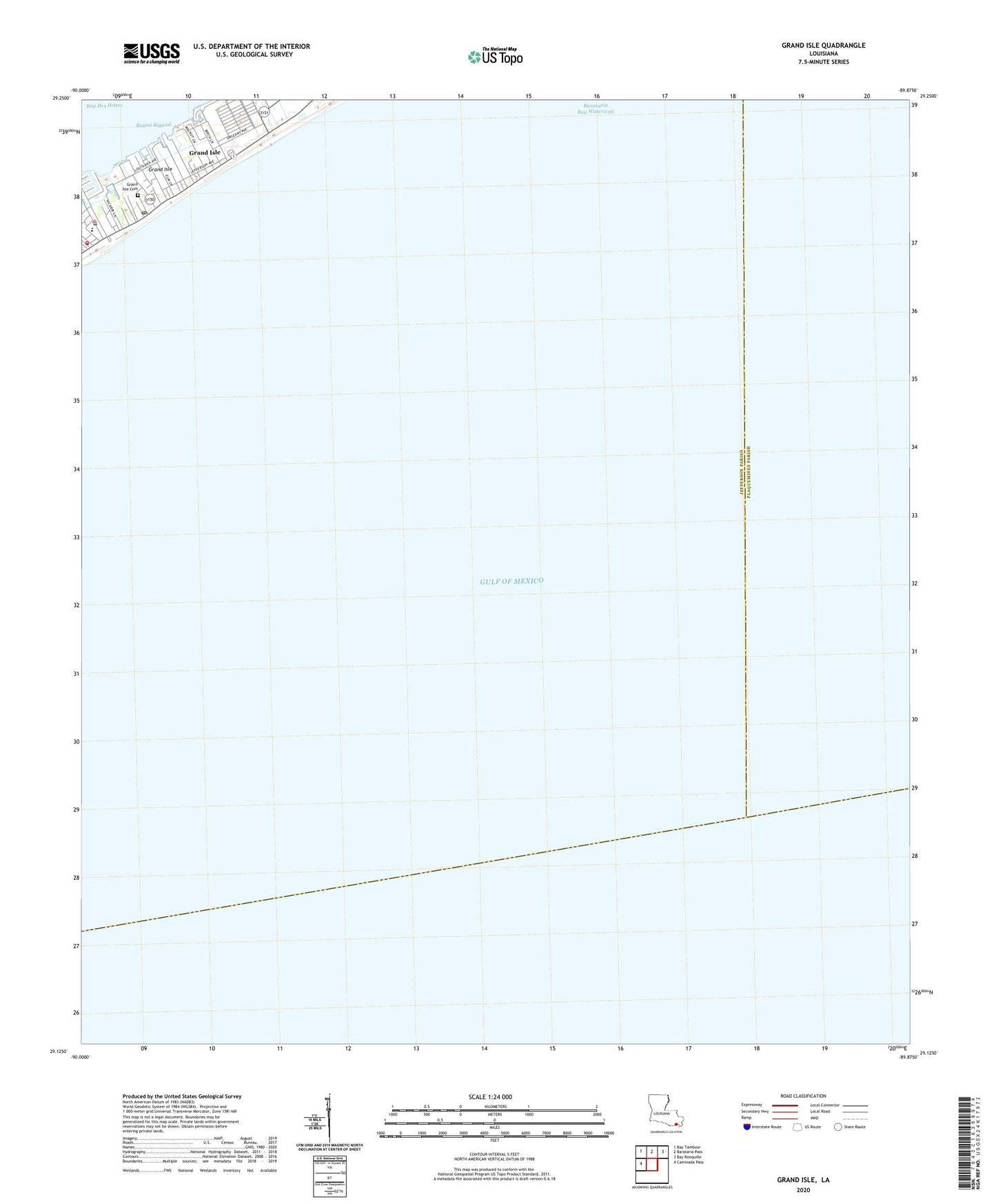 Grand Isle Louisiana US Topo Map Image