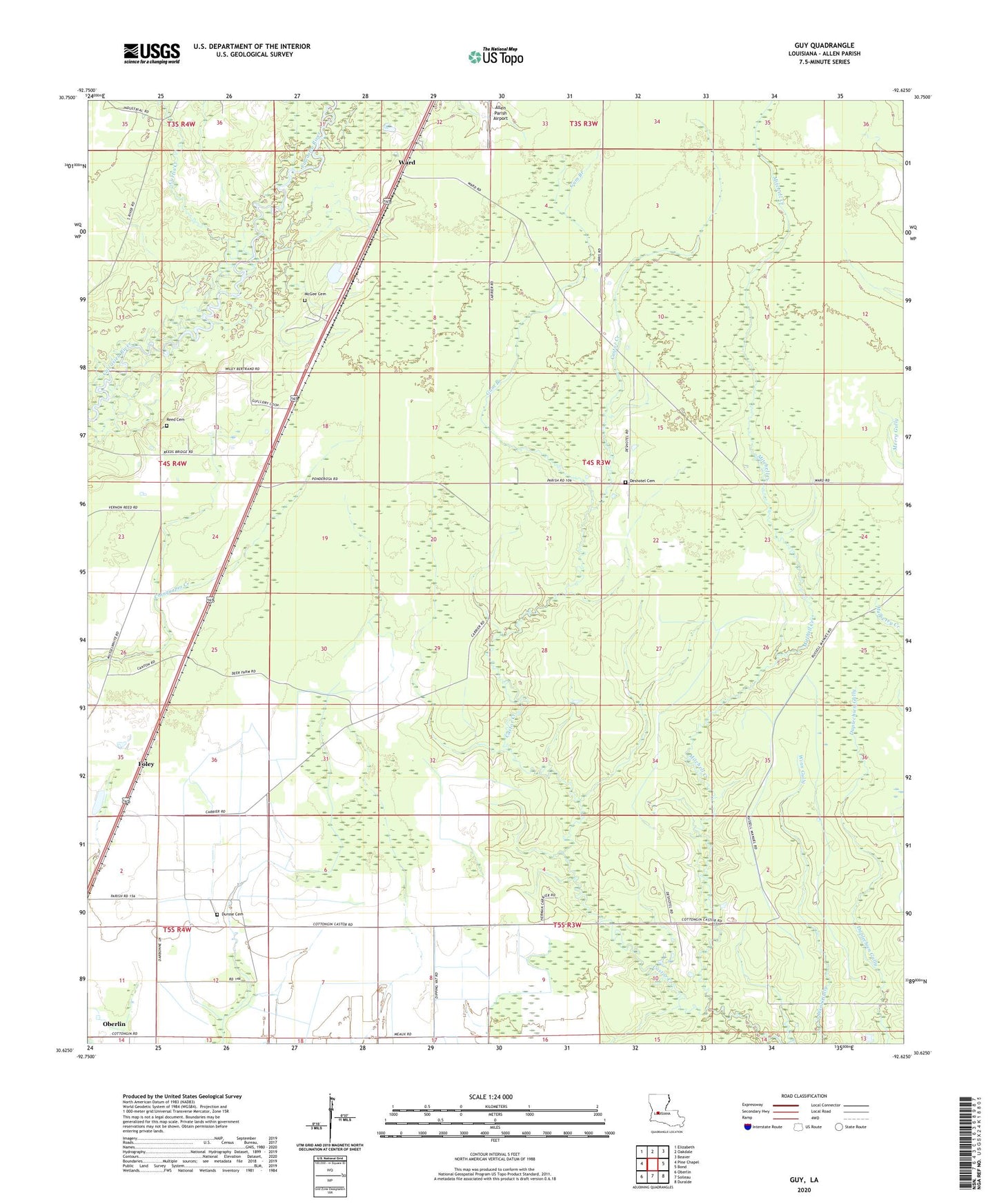 Guy Louisiana US Topo Map Image