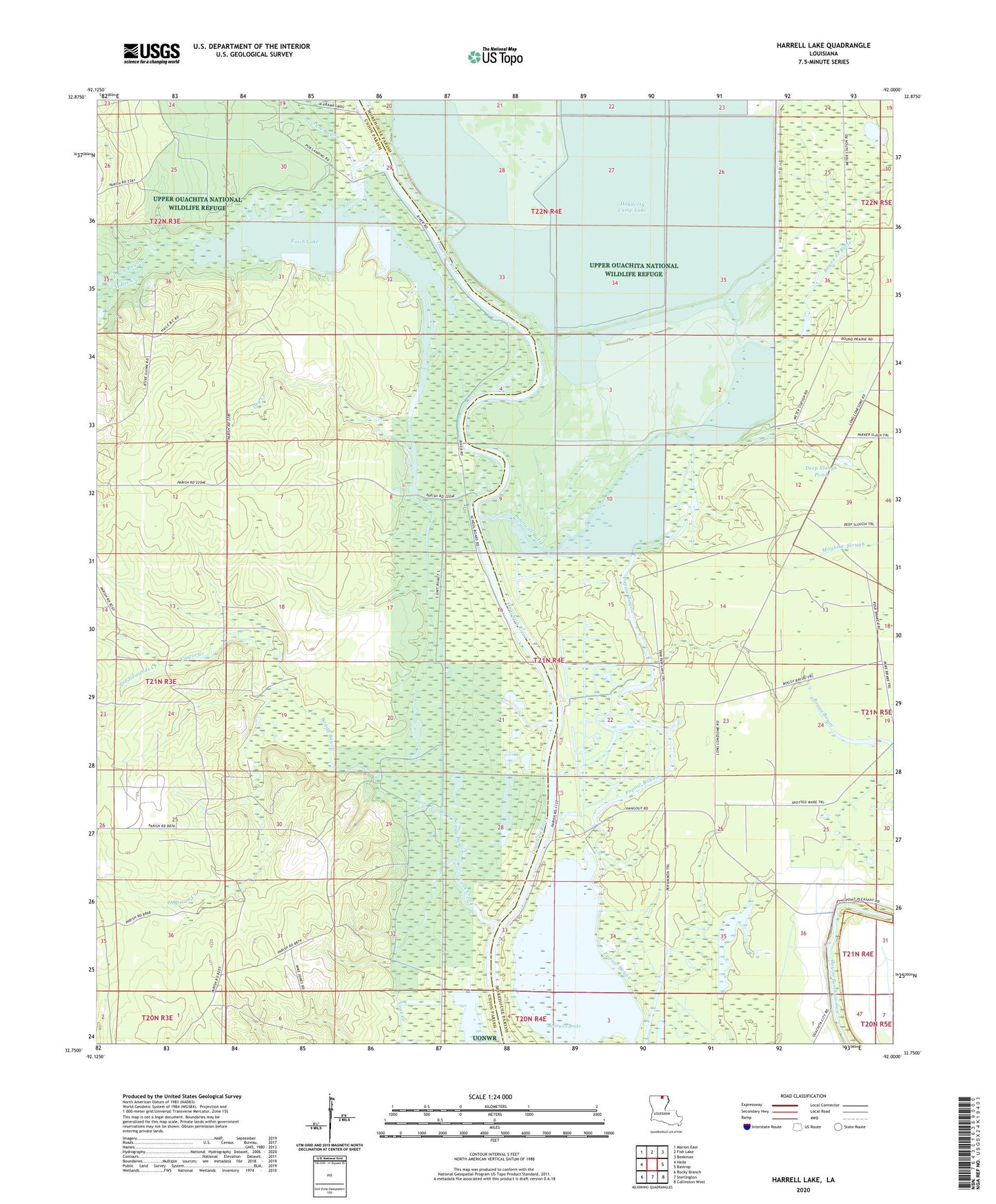 Harrell Lake Louisiana US Topo Map Image