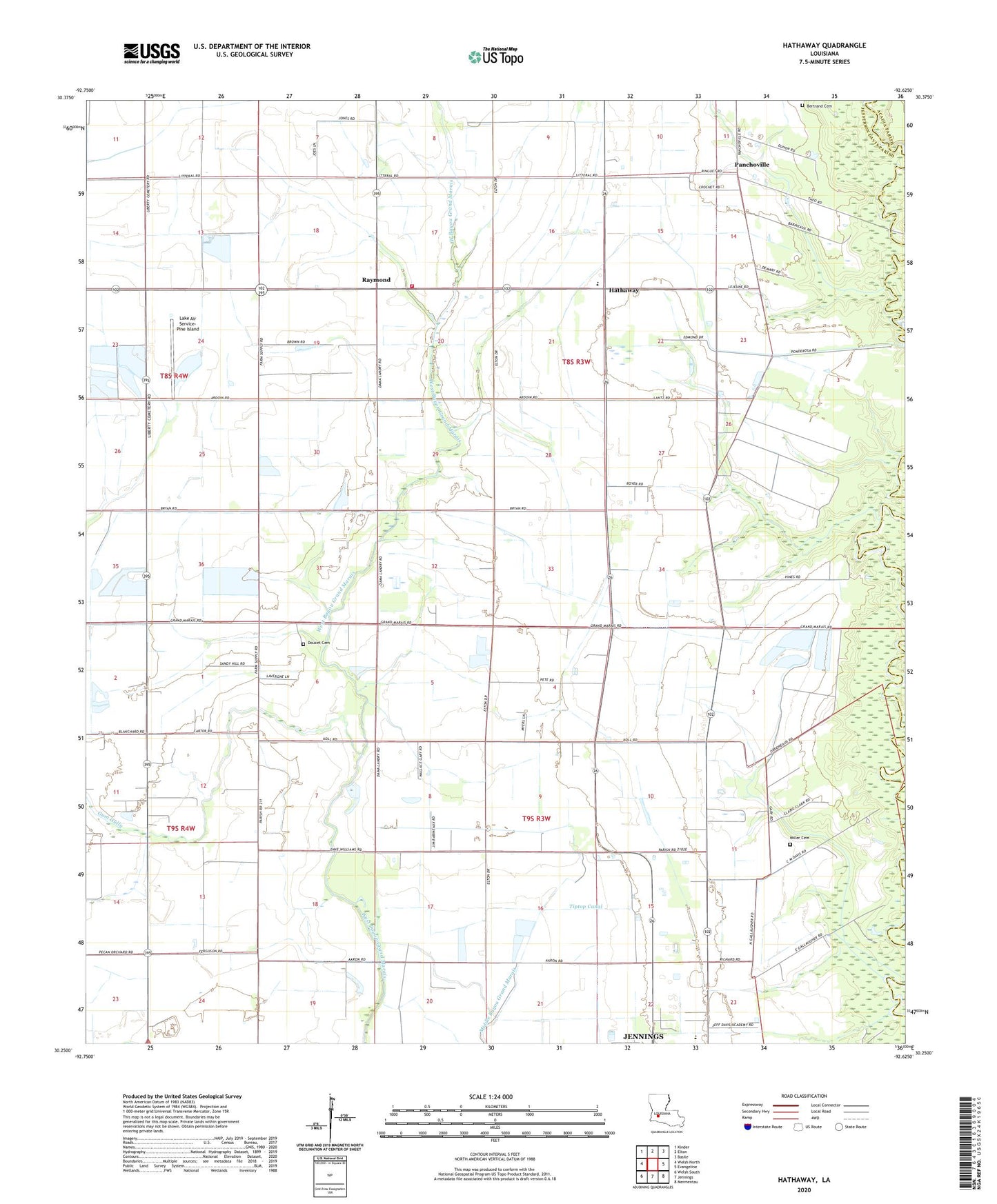 Hathaway Louisiana US Topo Map Image