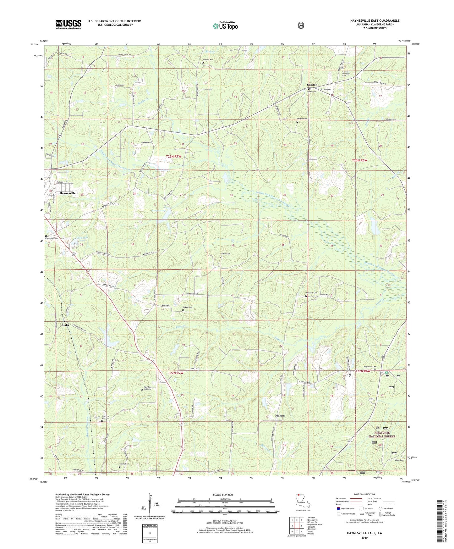 Haynesville East Louisiana US Topo Map Image
