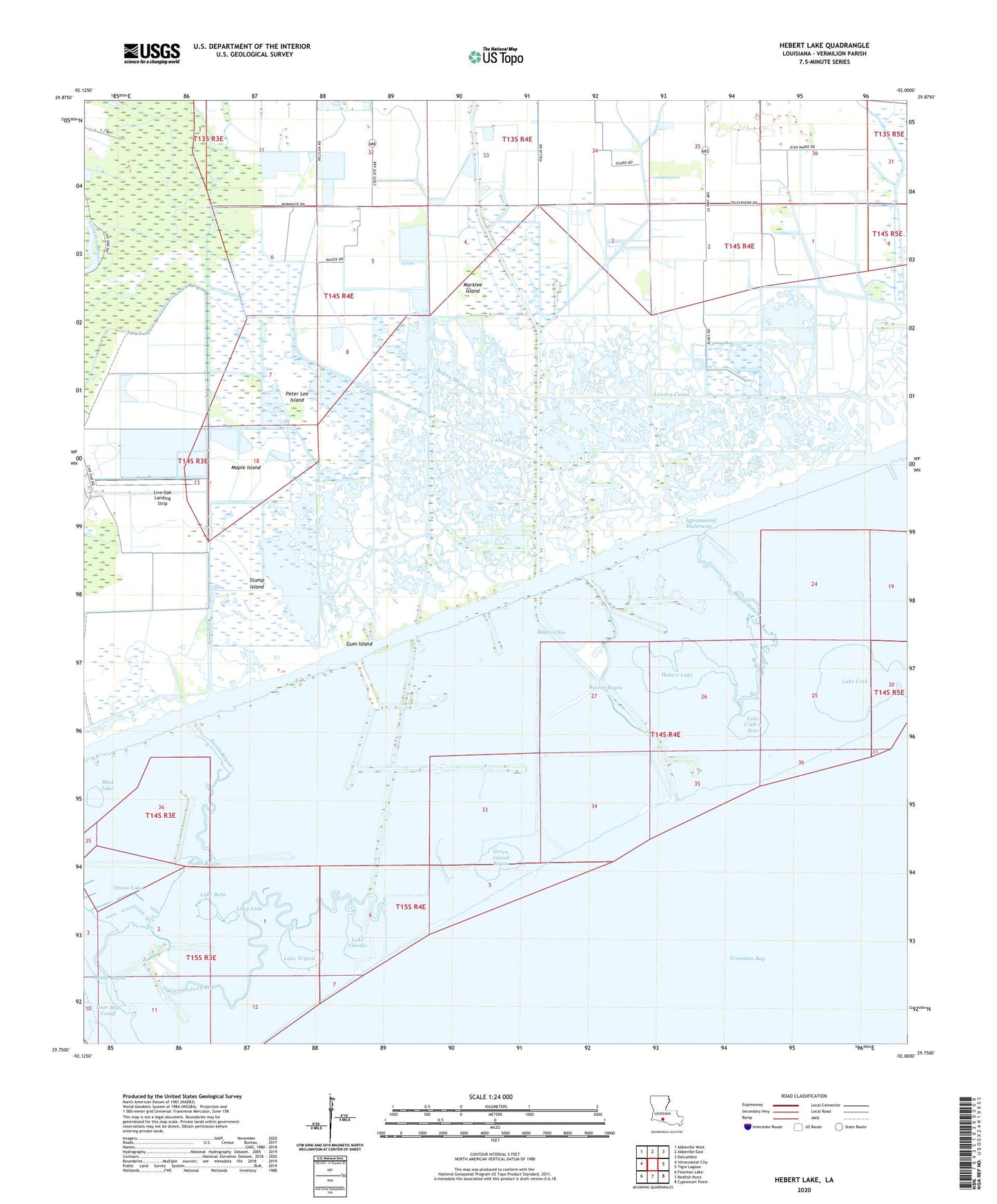 Hebert Lake Louisiana US Topo Map Image