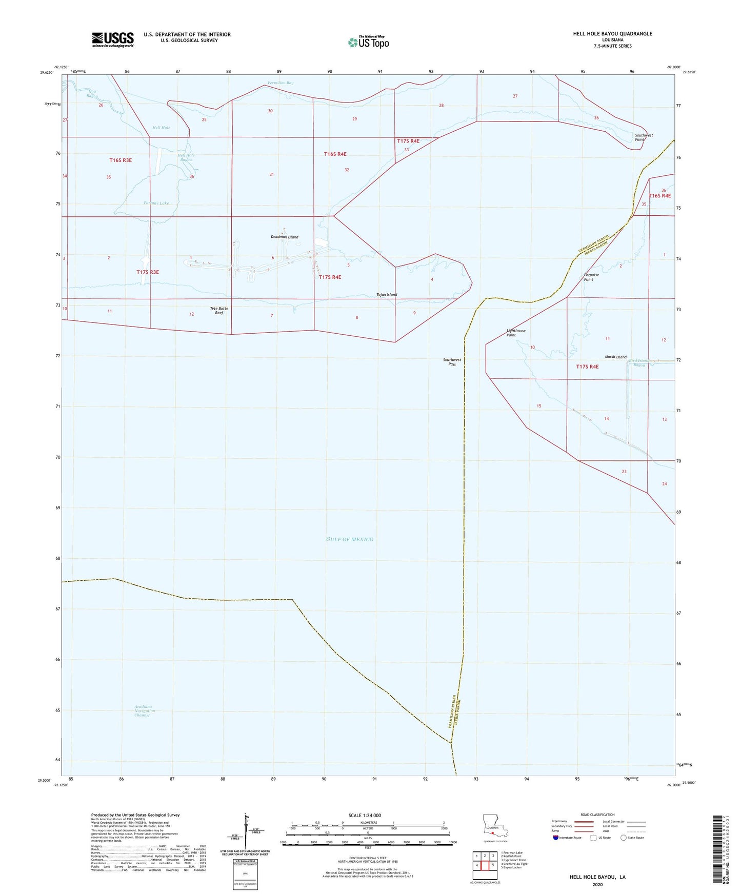 Hell Hole Bayou Louisiana US Topo Map Image