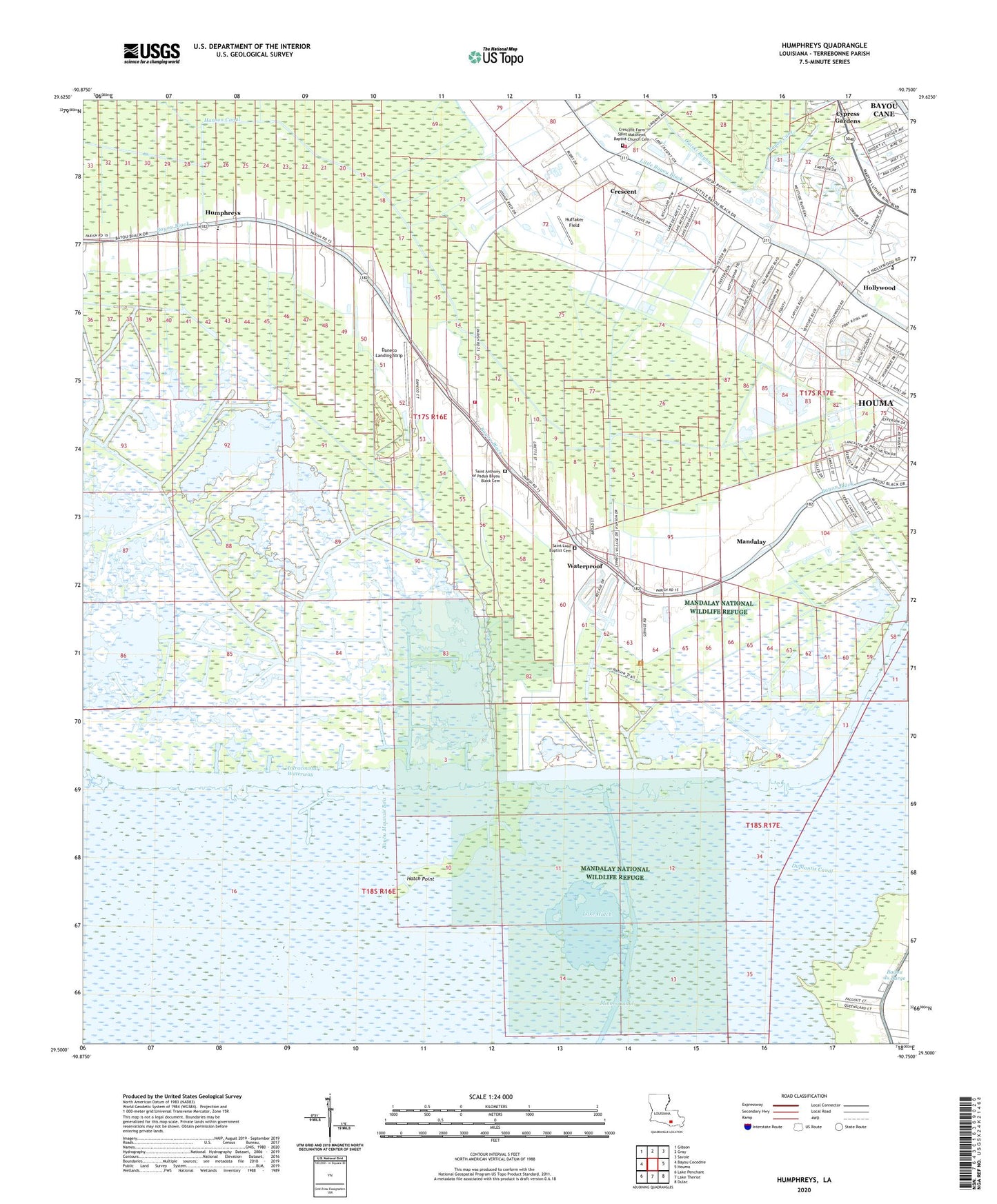 Humphreys Louisiana US Topo Map Image