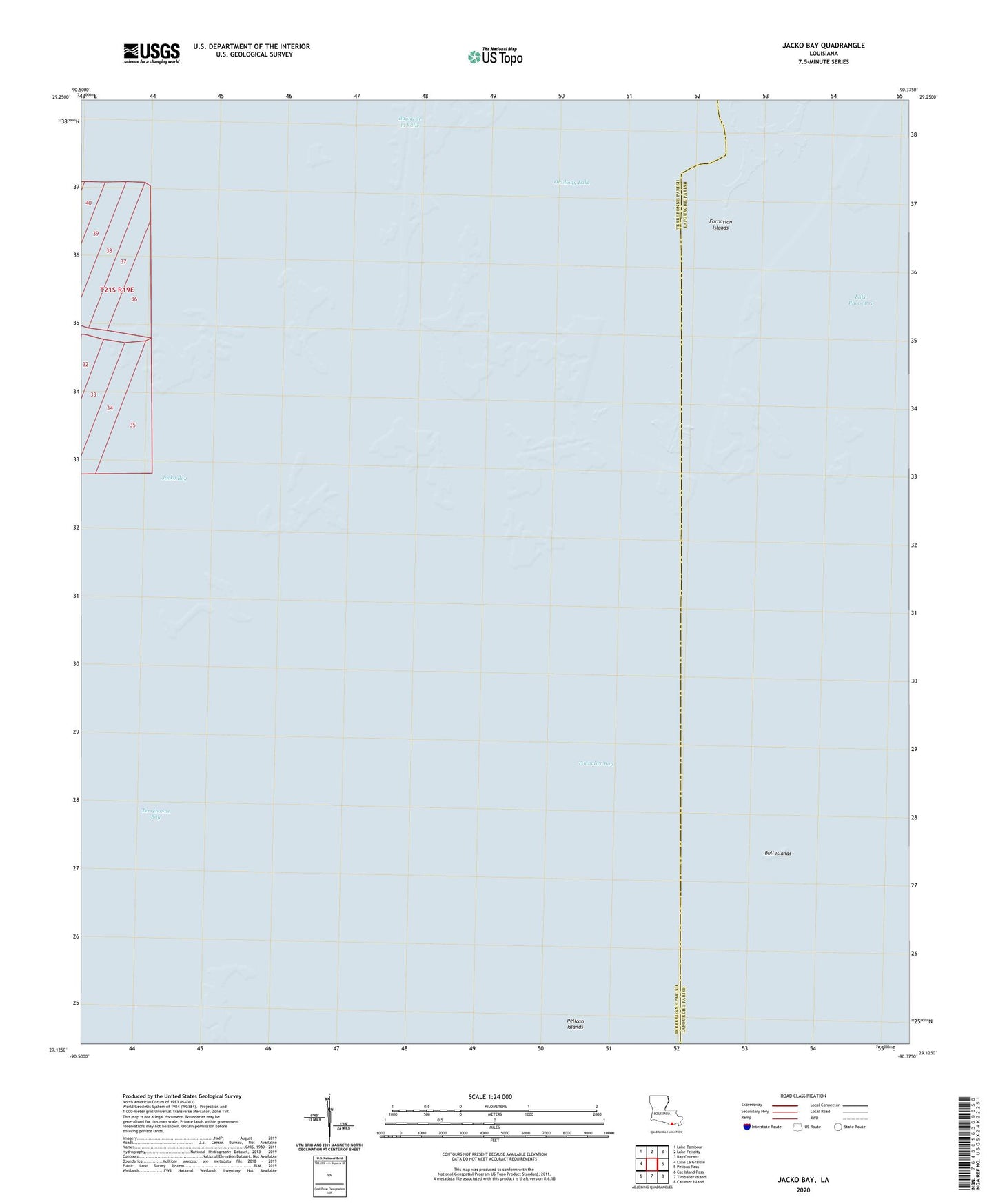 Jacko Bay Louisiana US Topo Map Image