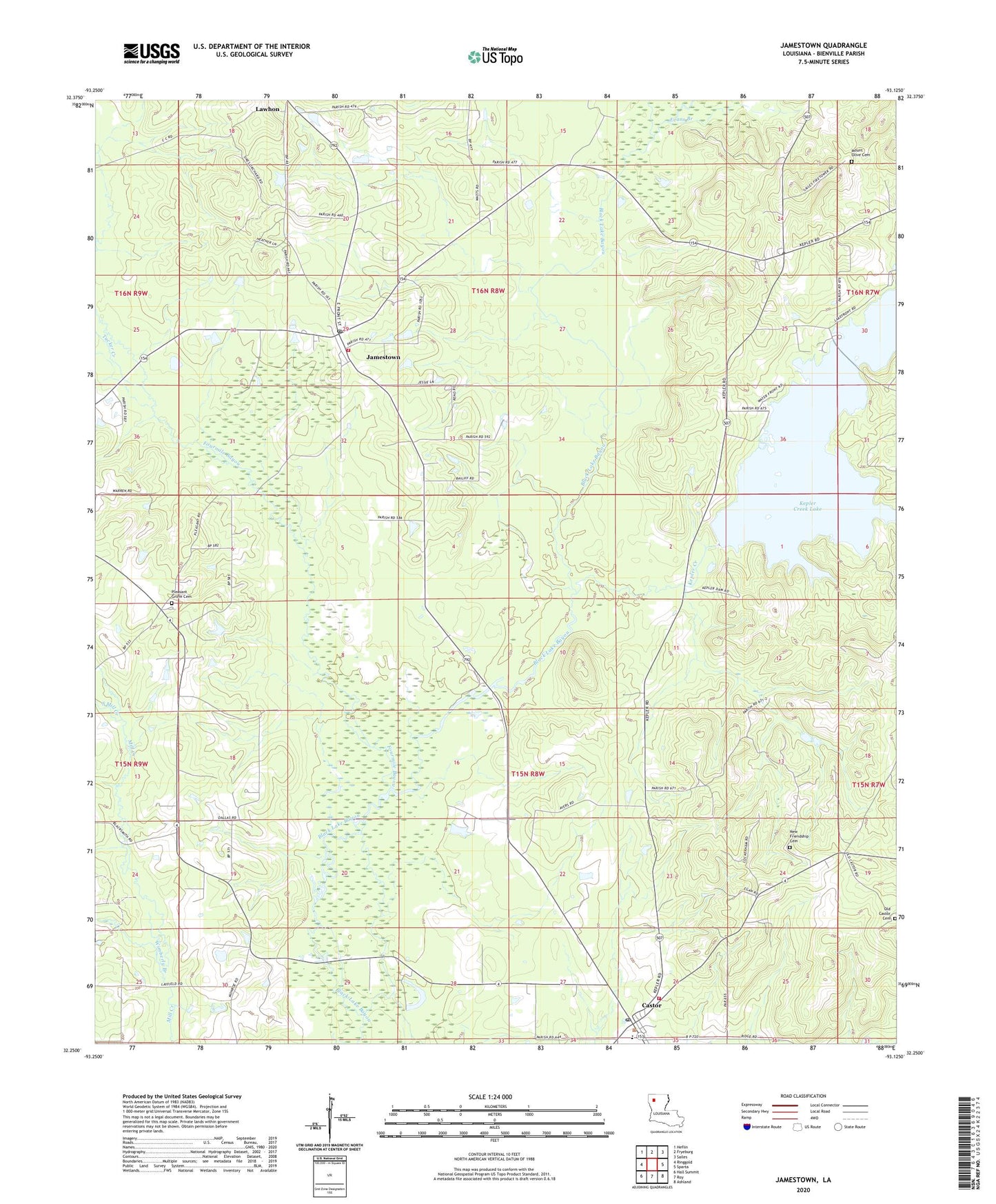 Jamestown Louisiana US Topo Map Image