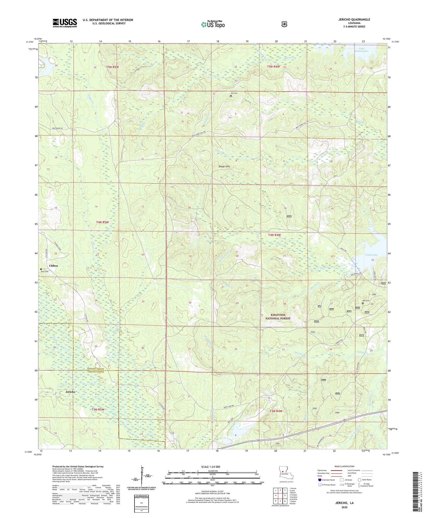 Jericho Louisiana US Topo Map Image