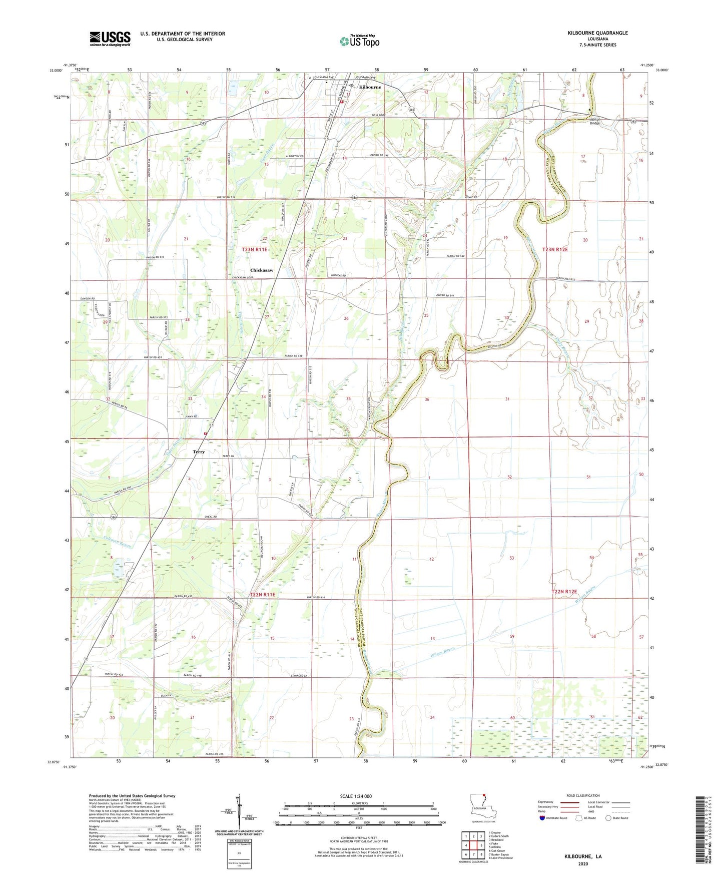 Kilbourne Louisiana US Topo Map Image