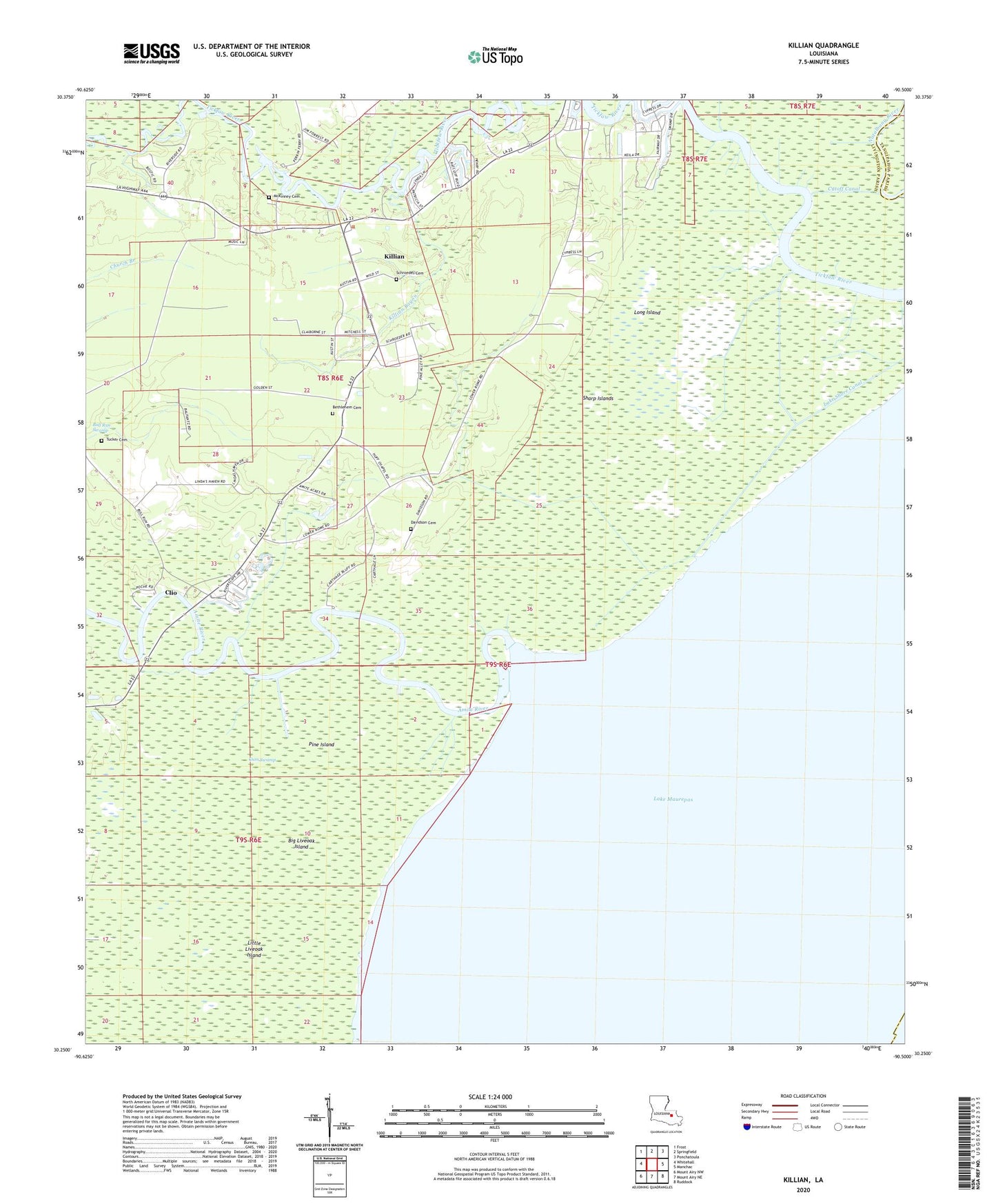 Killian Louisiana US Topo Map Image