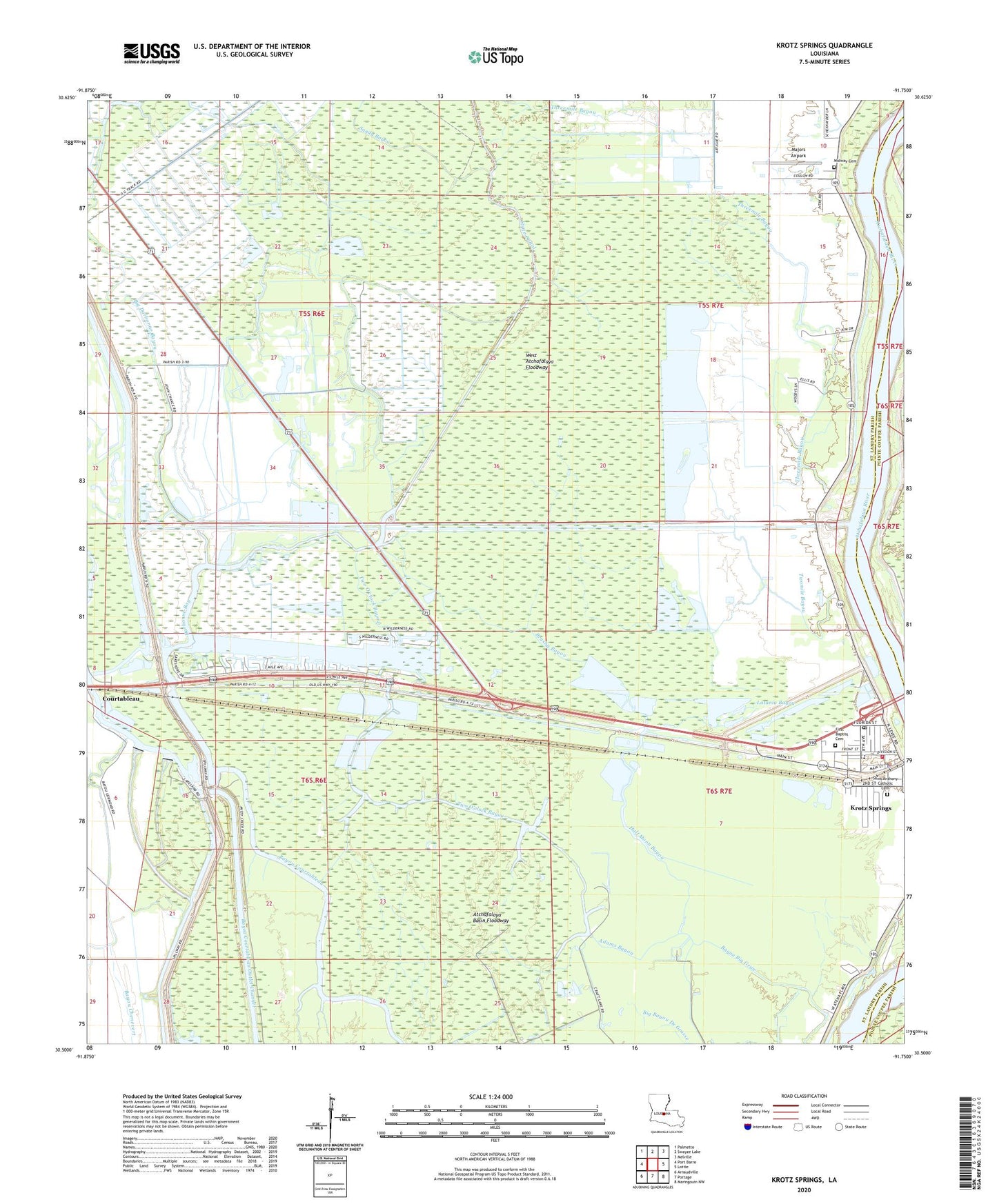 Krotz Springs Louisiana US Topo Map Image
