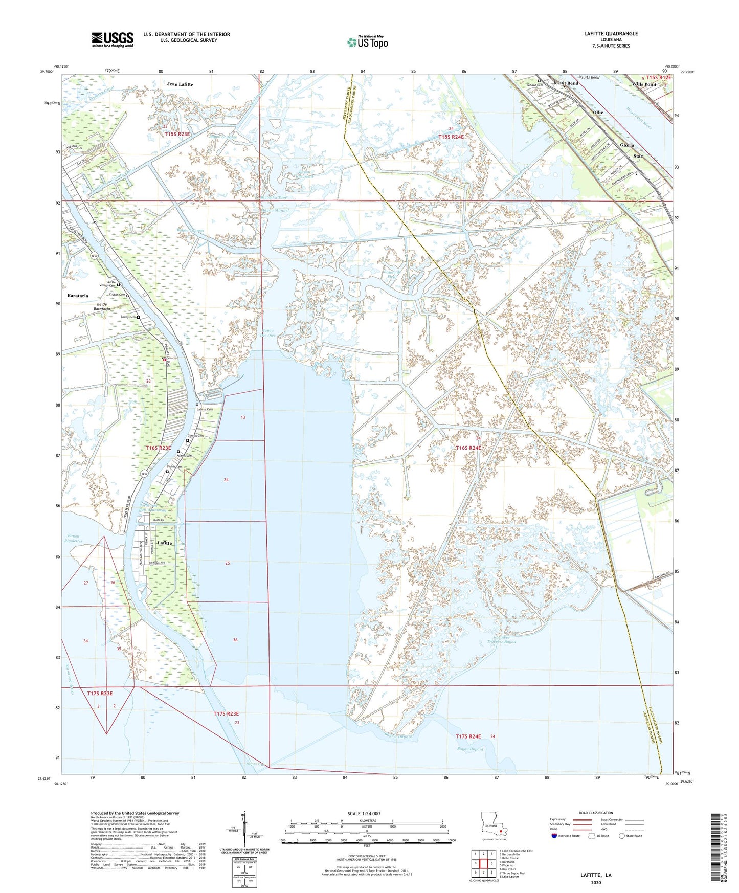 Lafitte Louisiana US Topo Map Image