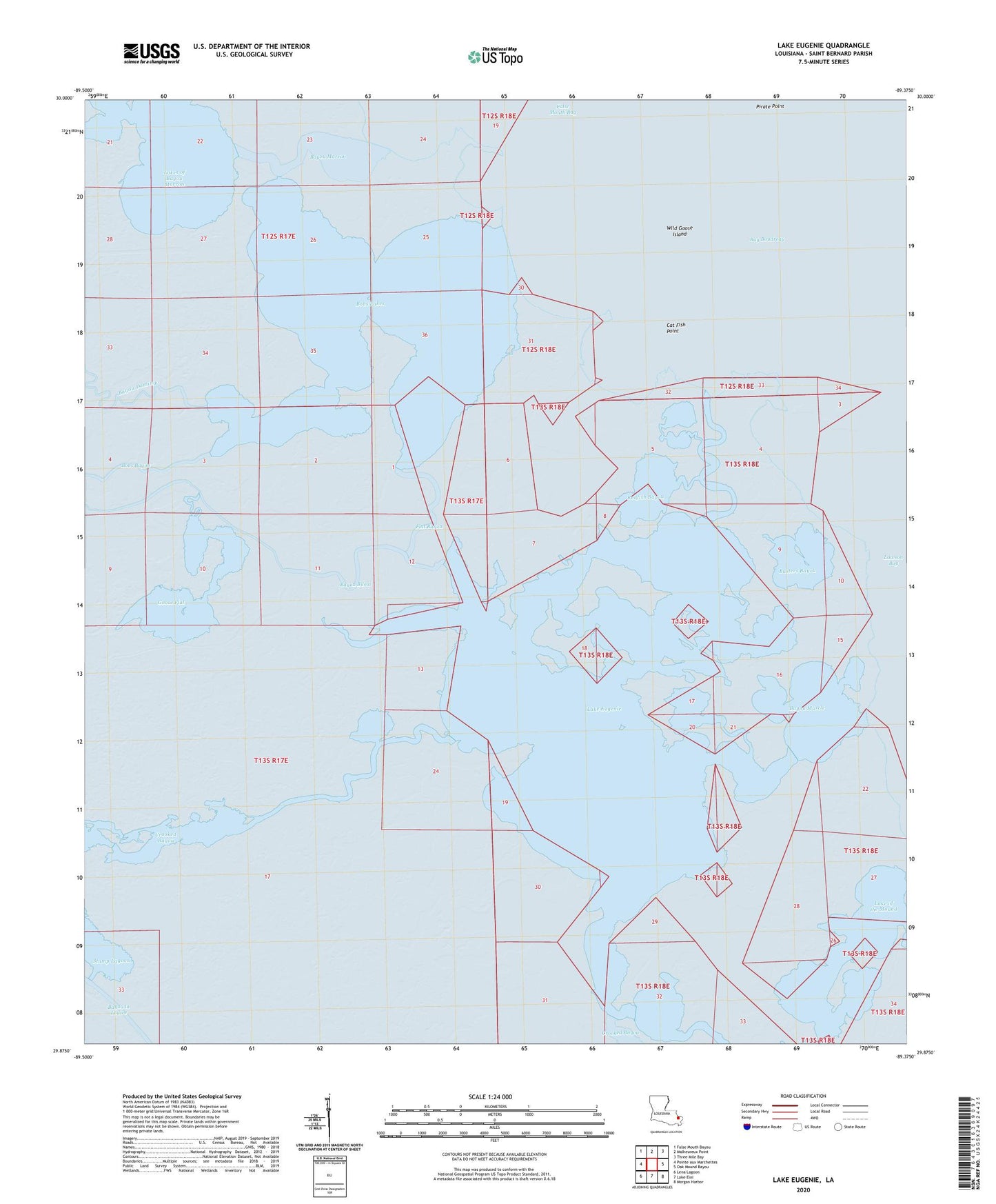 Lake Eugenie Louisiana US Topo Map Image