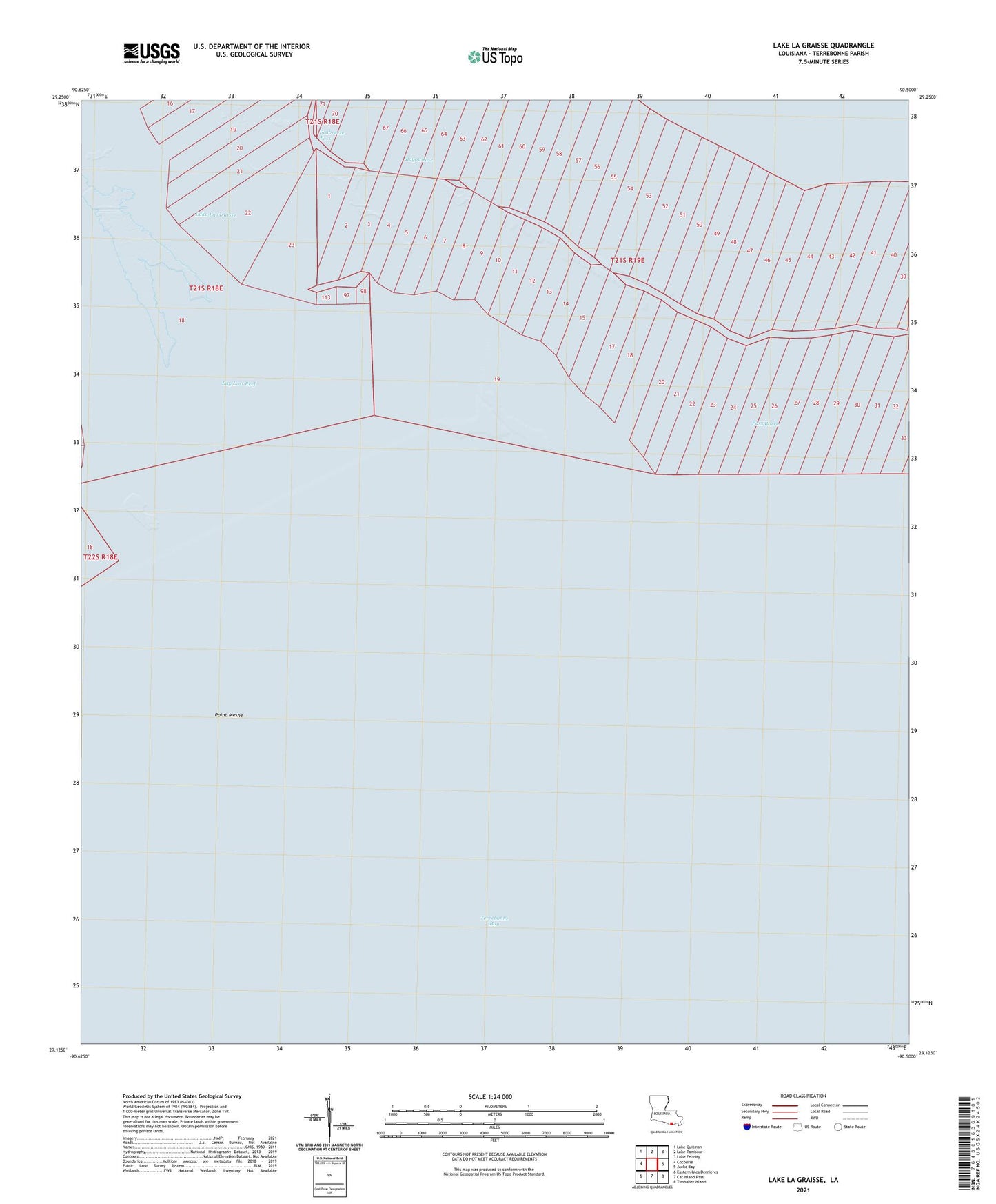 Lake La Graisse Louisiana US Topo Map Image