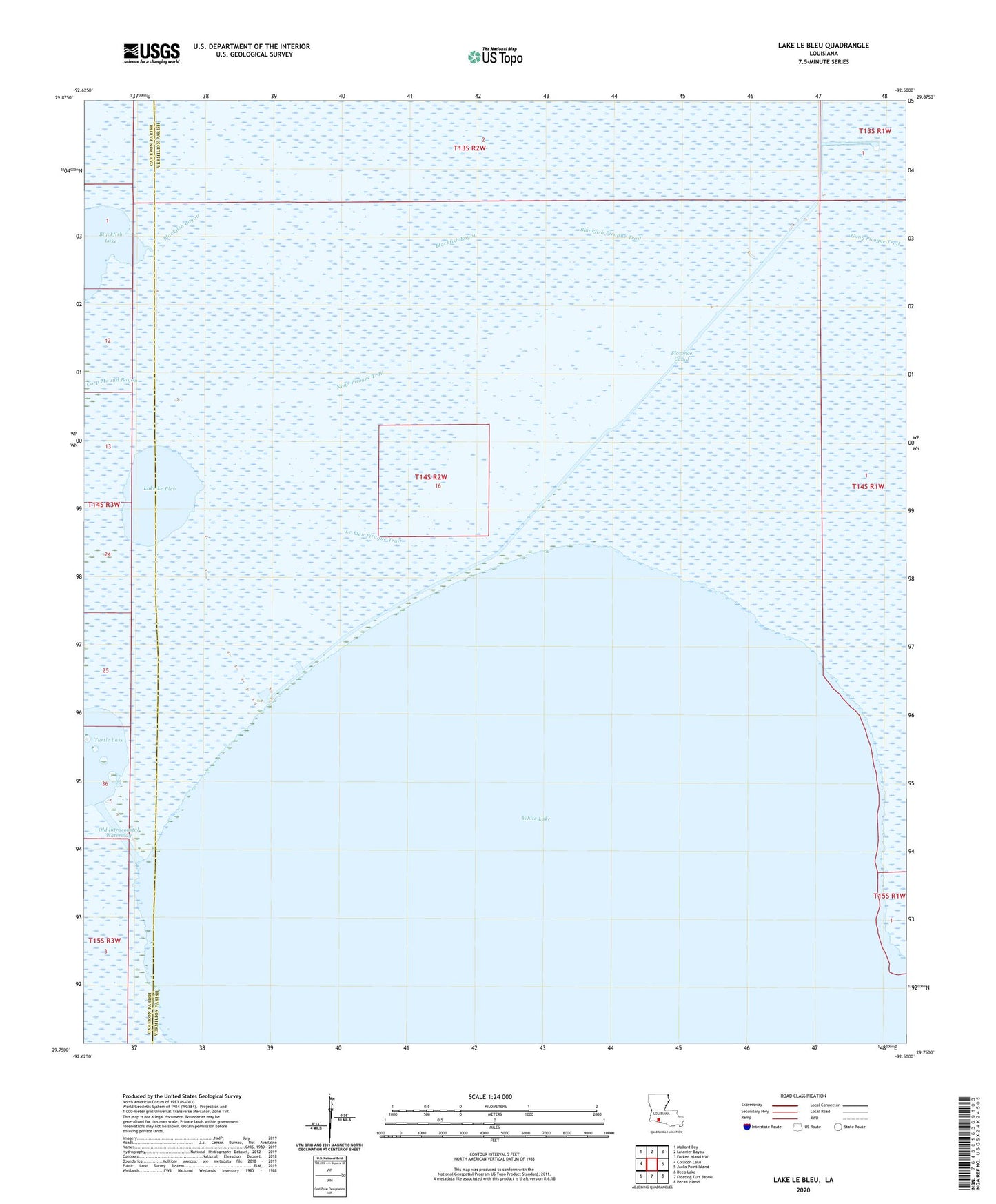 Lake Le Bleu Louisiana US Topo Map Image