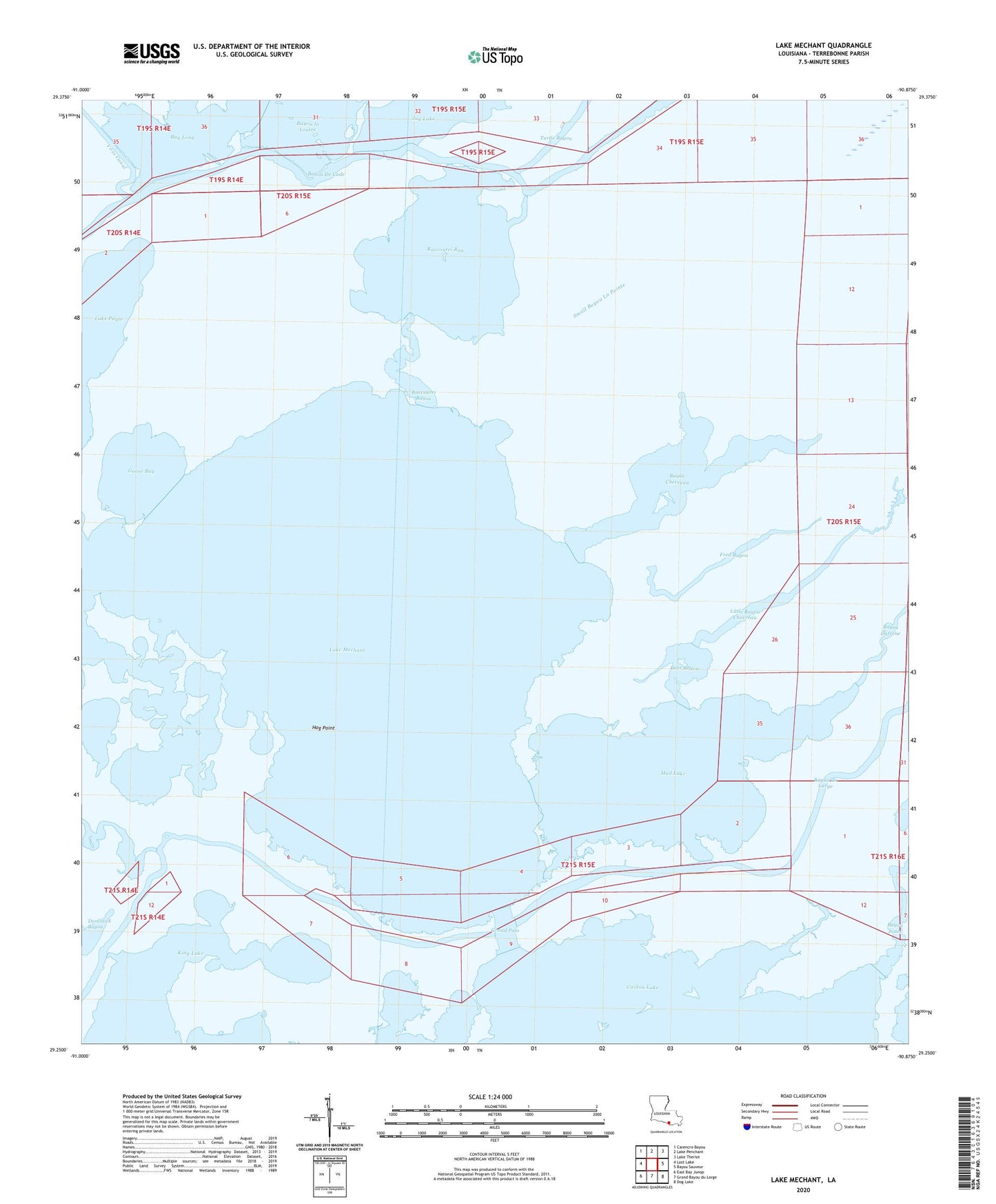 Lake Mechant Louisiana US Topo Map Image