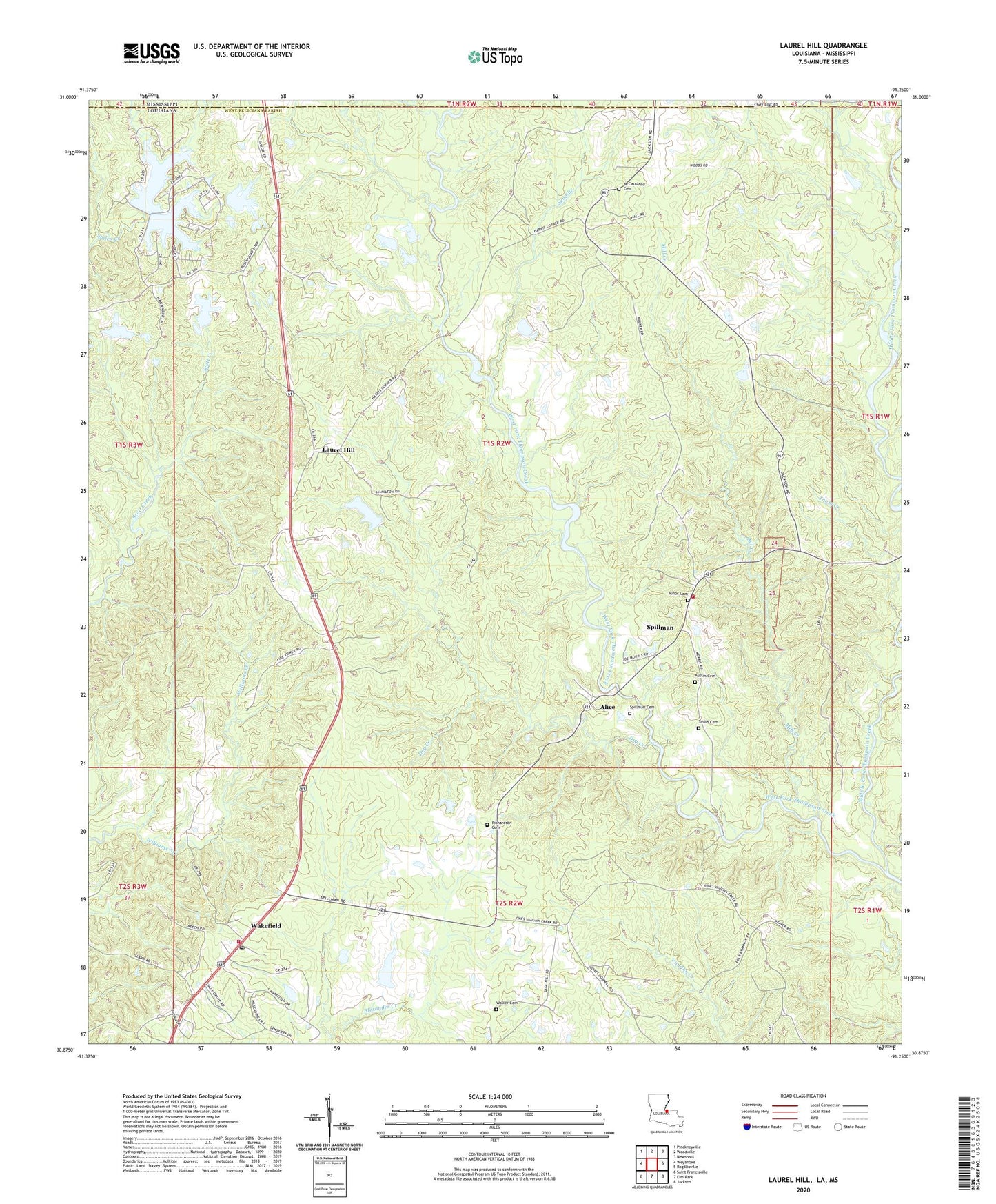 Laurel Hill Louisiana US Topo Map Image