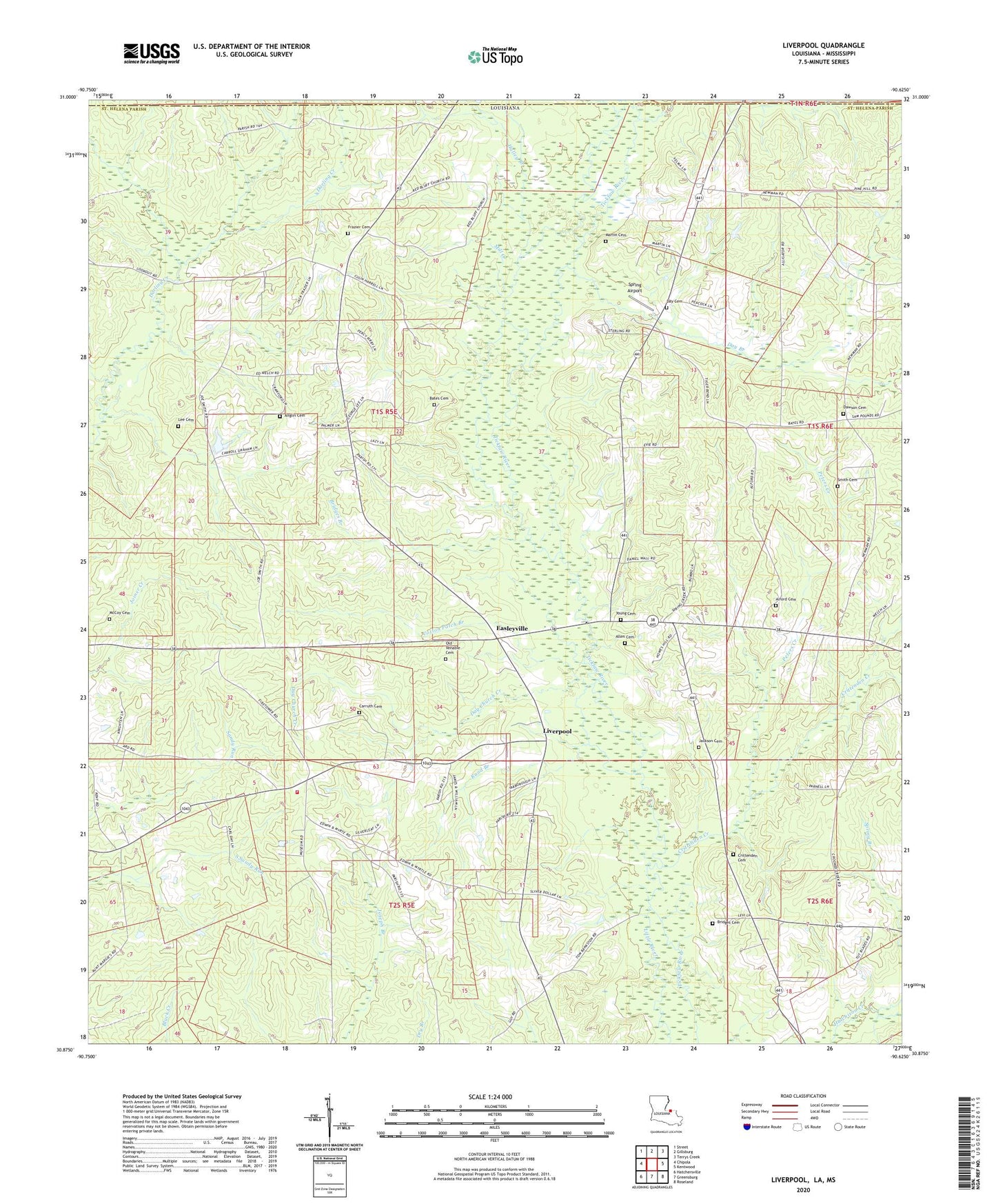 Liverpool Louisiana US Topo Map Image