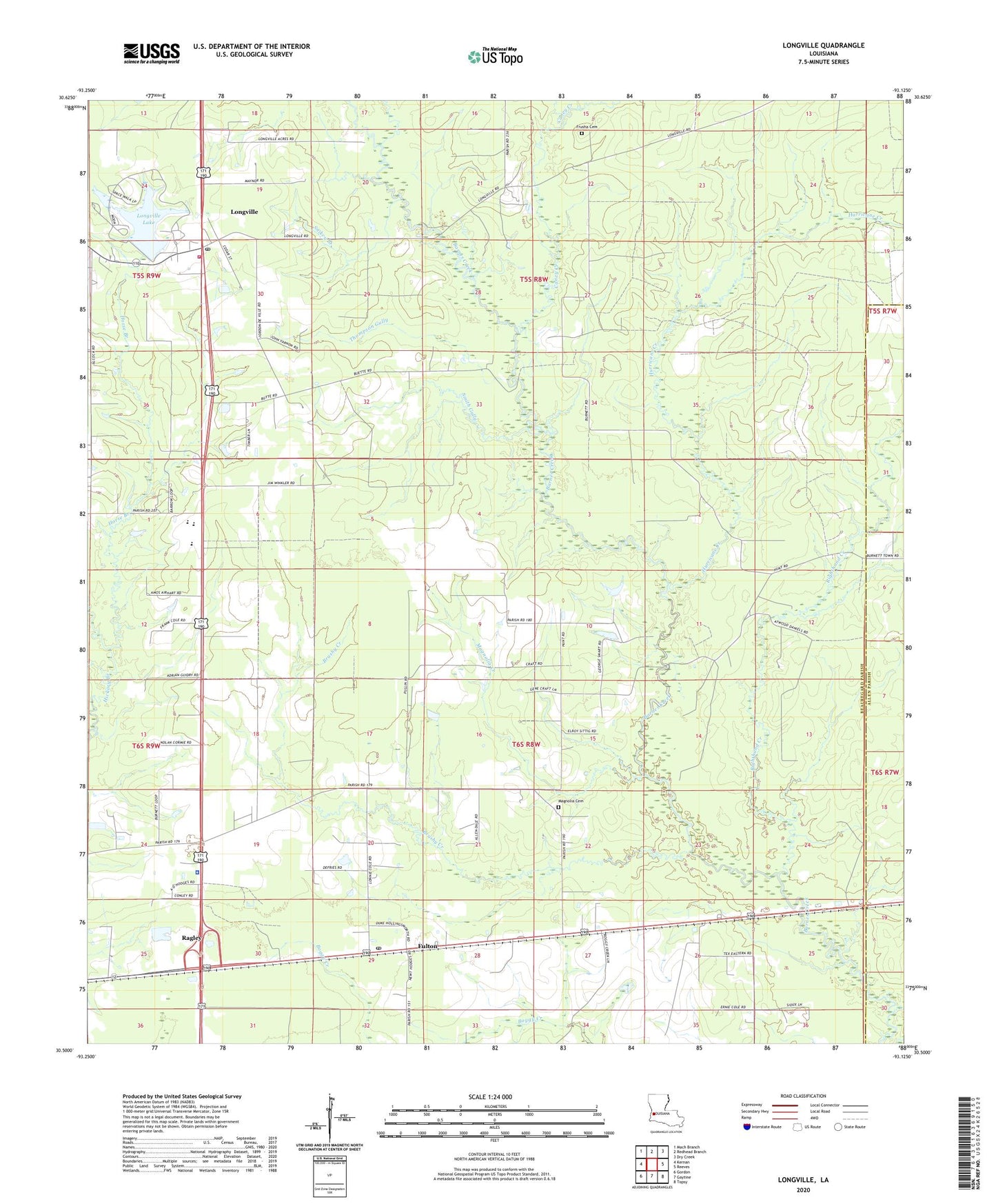 Longville Louisiana US Topo Map Image