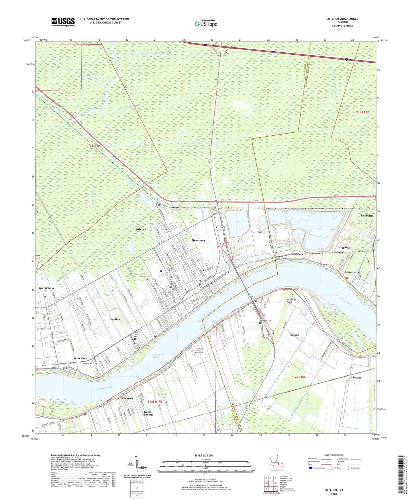 Lutcher Louisiana US Topo Map Image