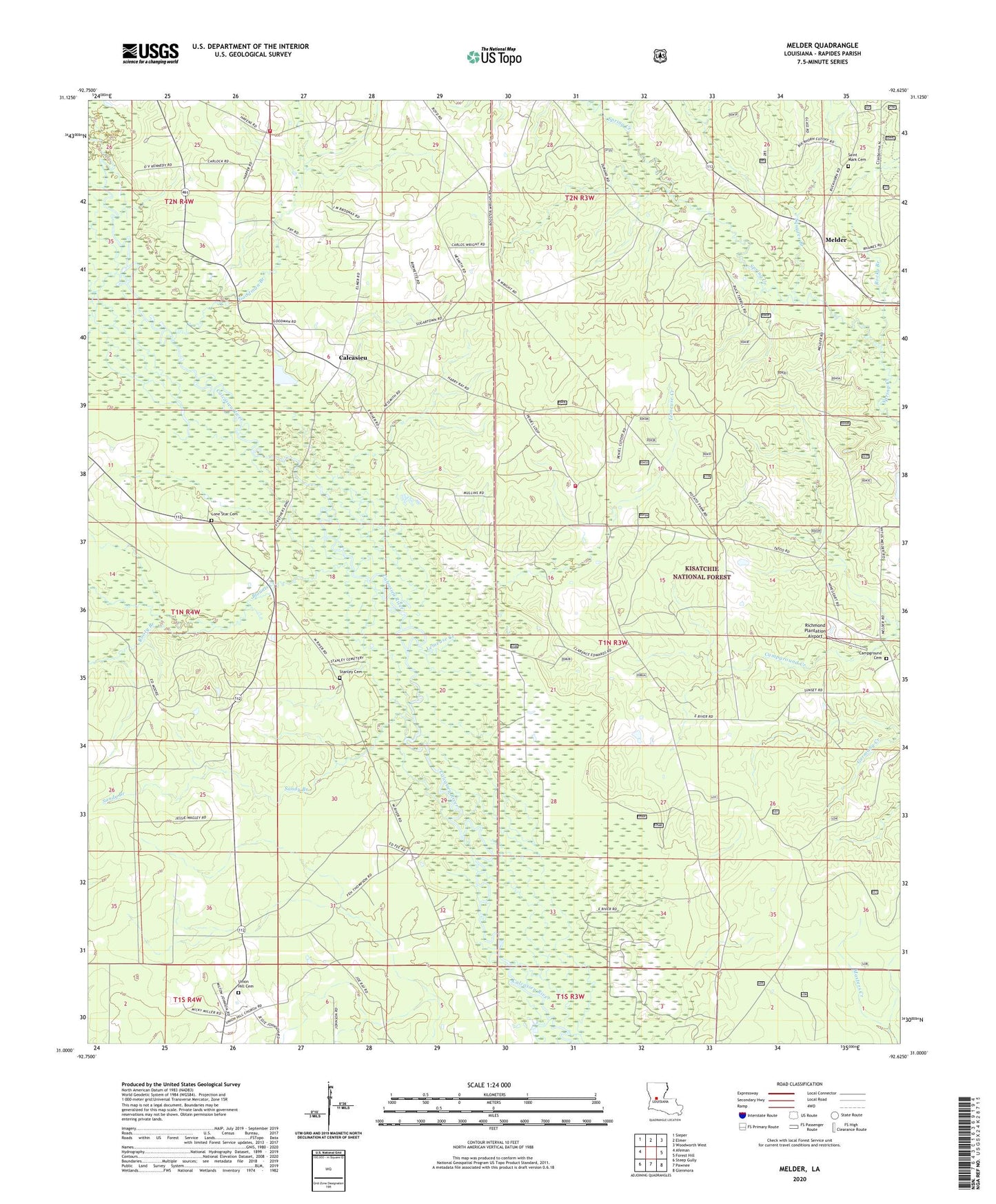 Melder Louisiana US Topo Map Image