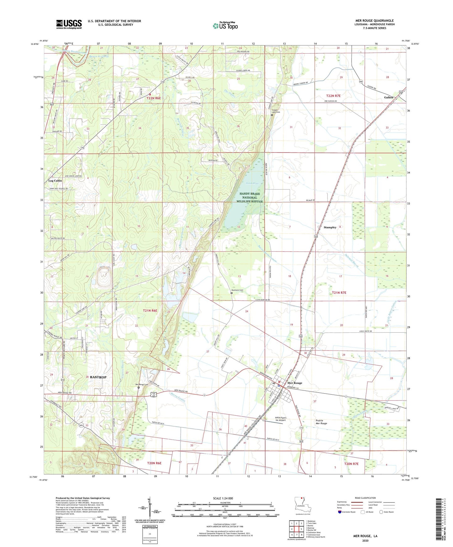 Mer Rouge Louisiana US Topo Map Image