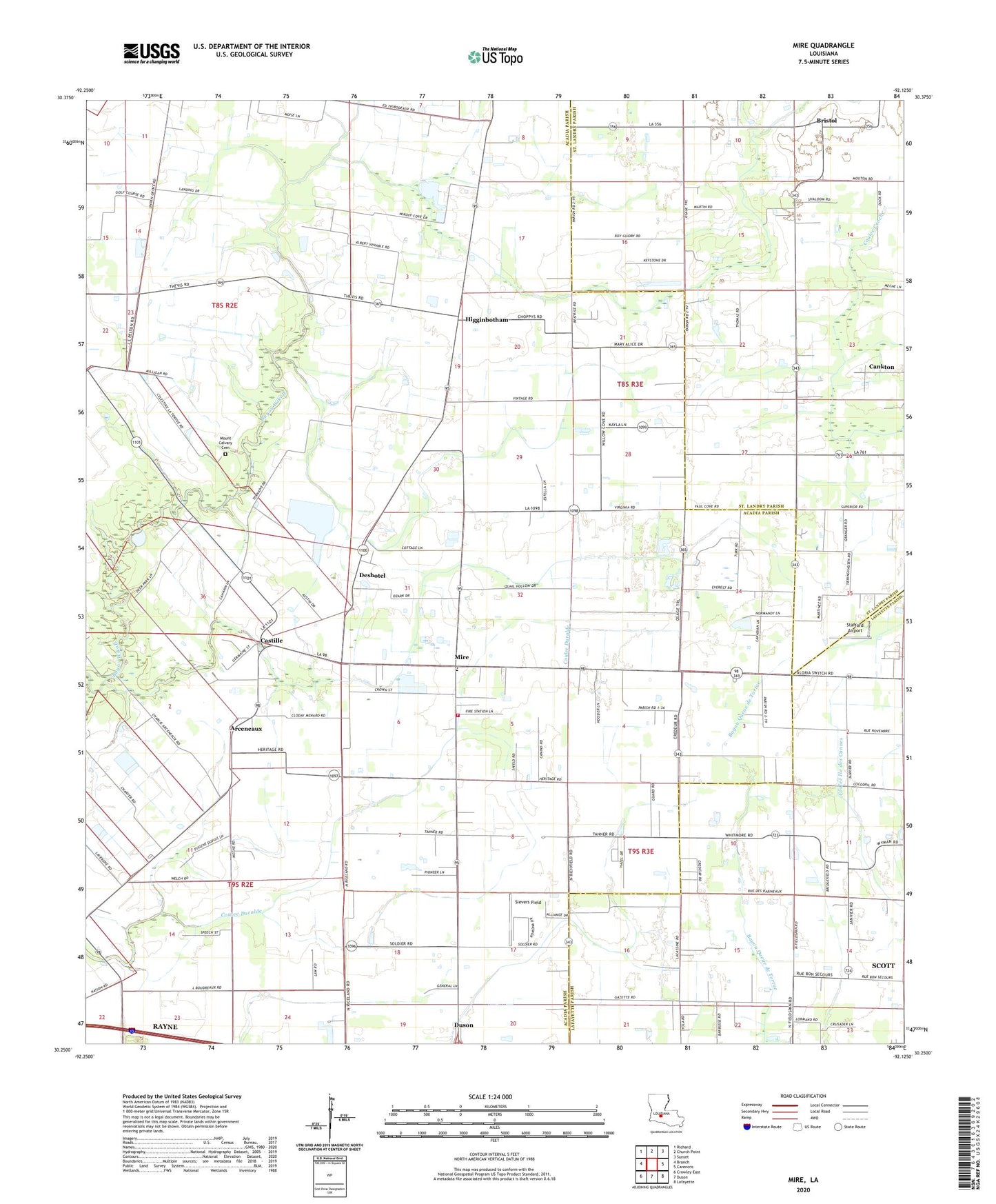 Mire Louisiana US Topo Map Image