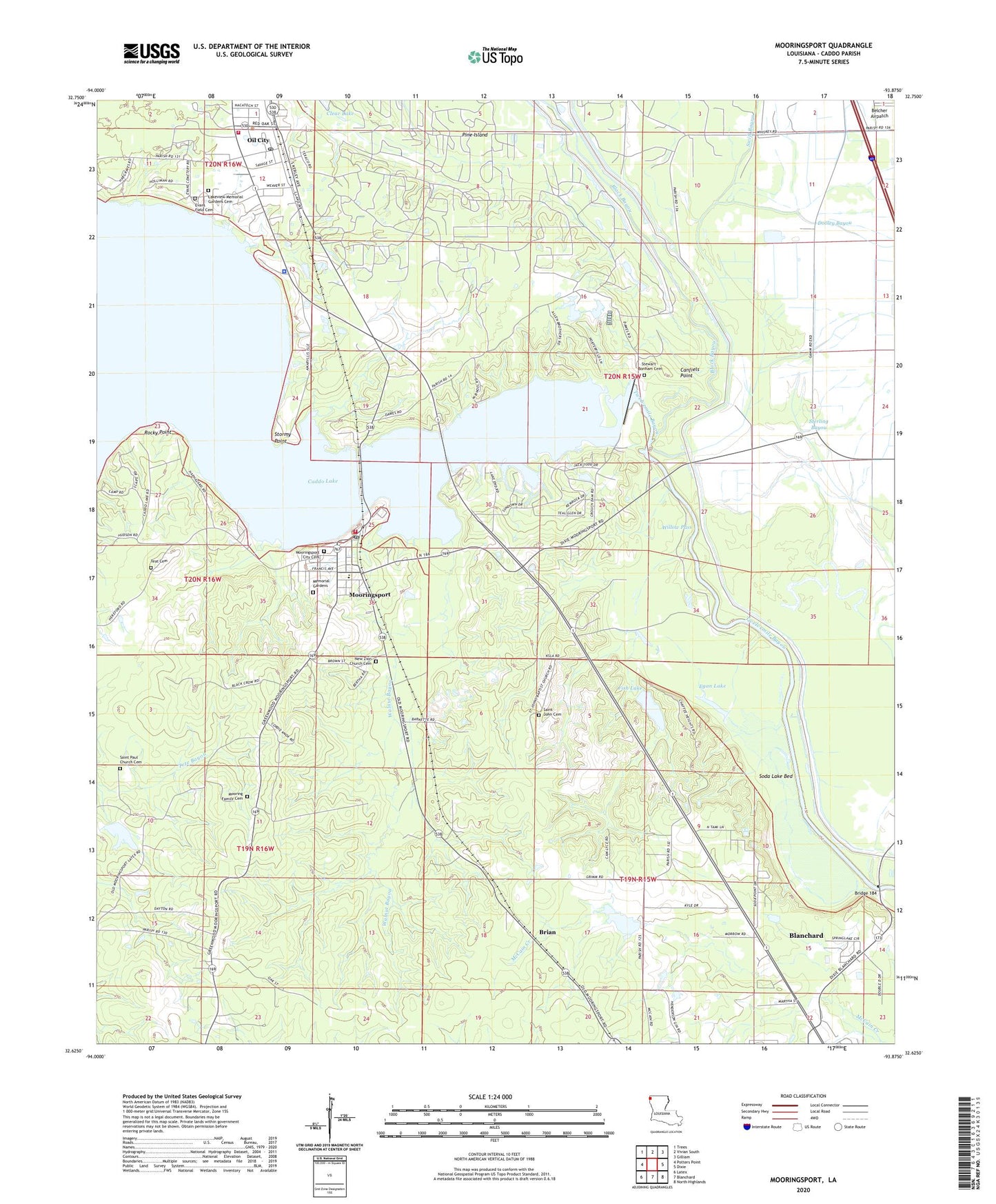 Mooringsport Louisiana US Topo Map Image