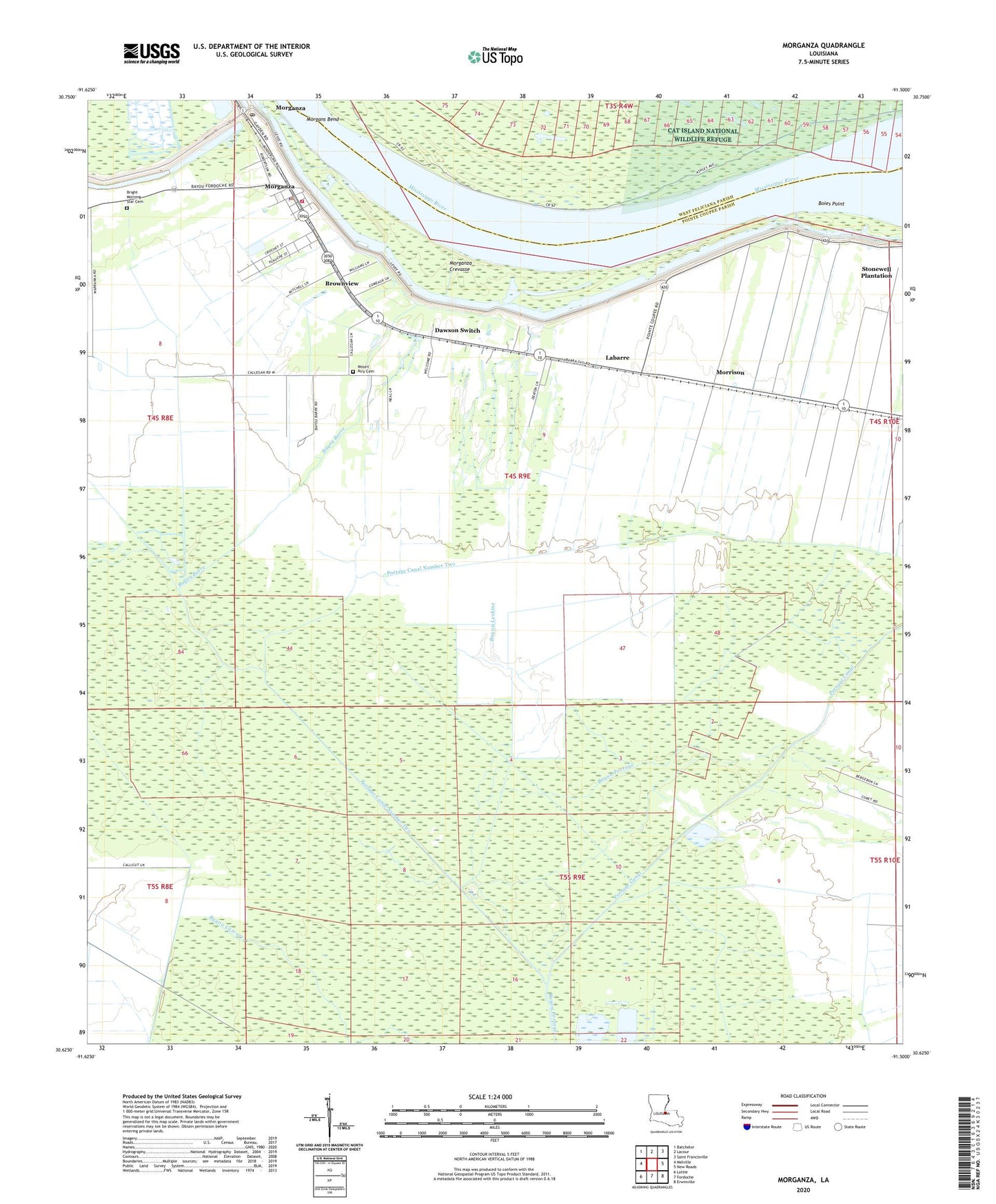 Morganza Louisiana US Topo Map Image