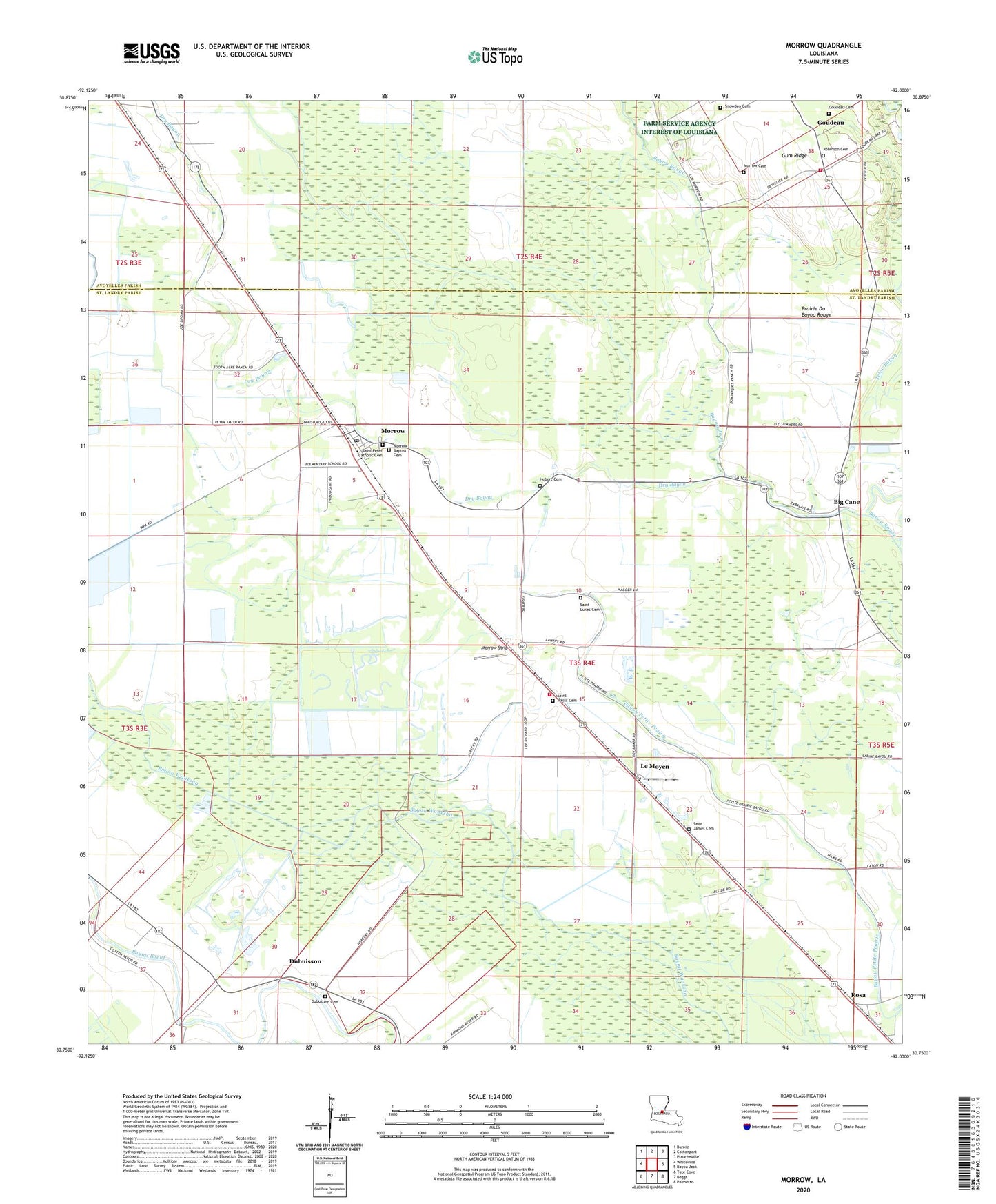 Morrow Louisiana US Topo Map Image
