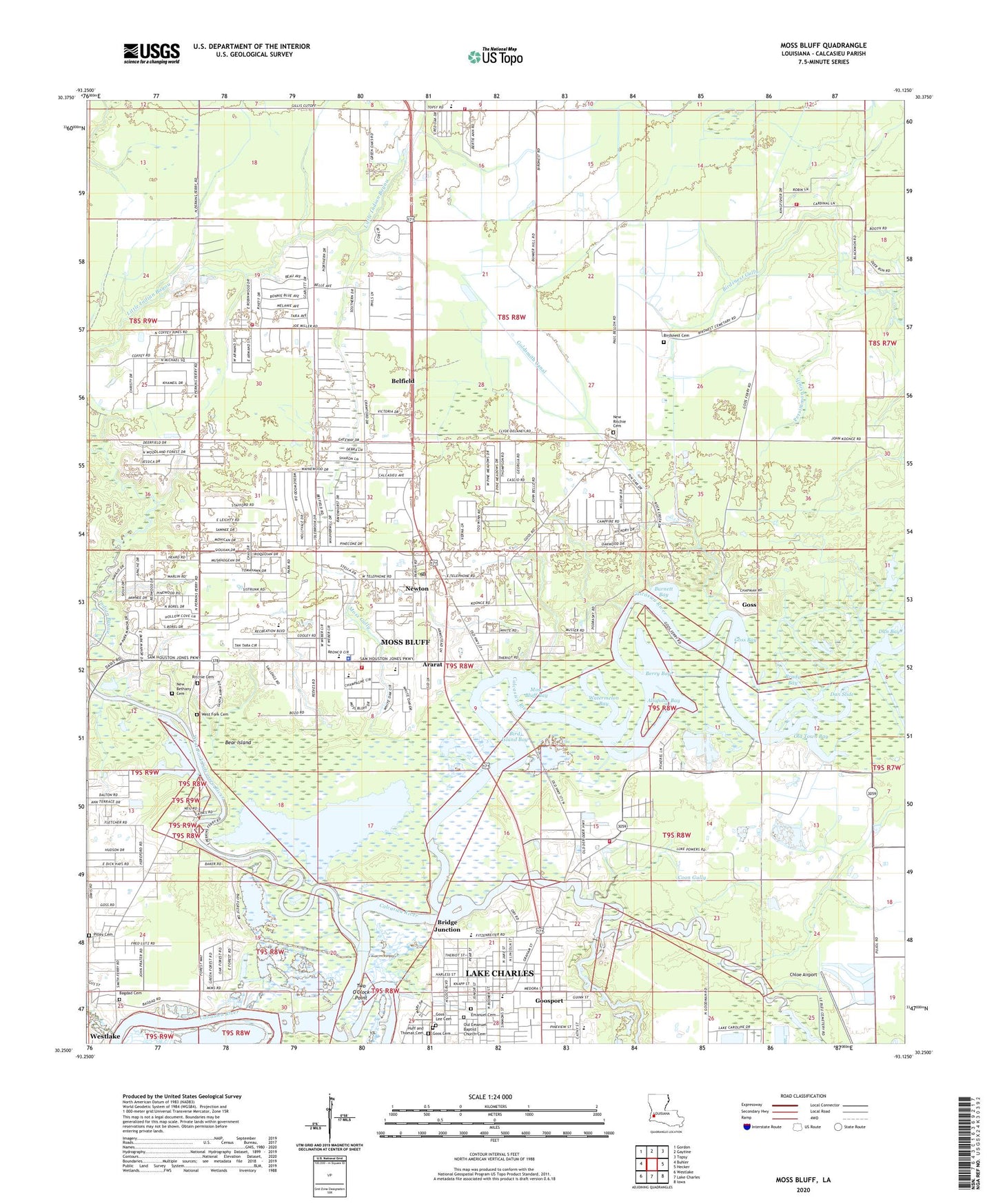 Moss Bluff Louisiana US Topo Map Image