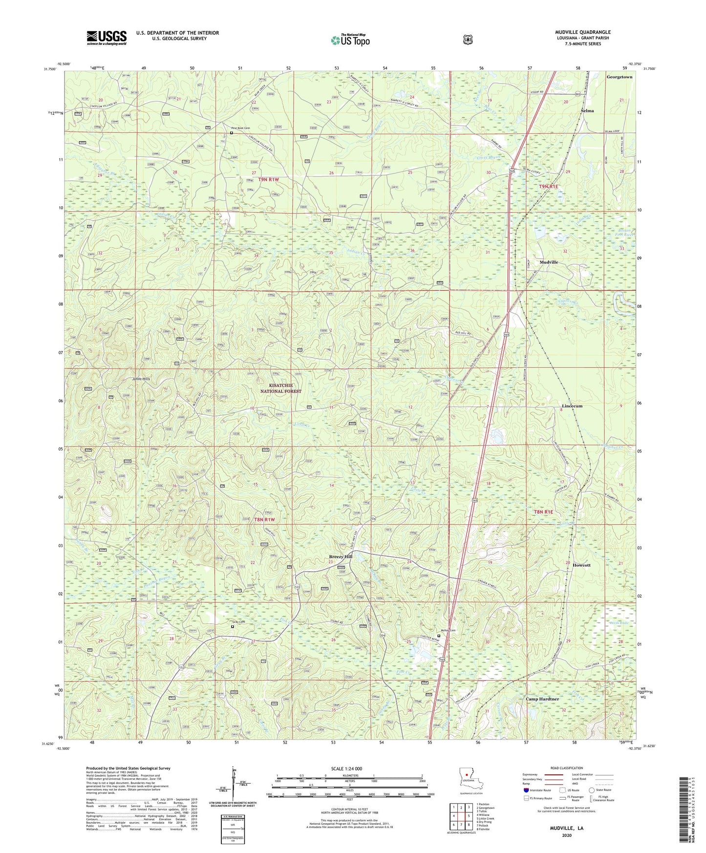 Mudville Louisiana US Topo Map Image