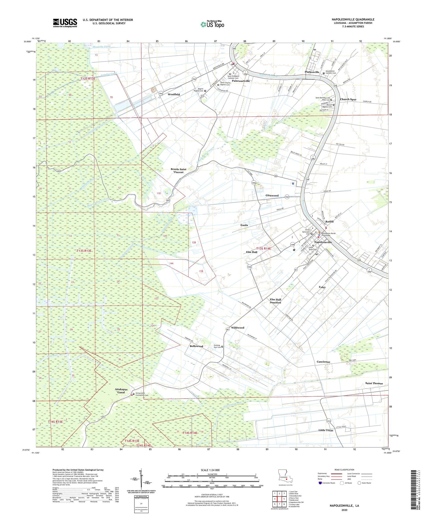 Napoleonville Louisiana US Topo Map Image