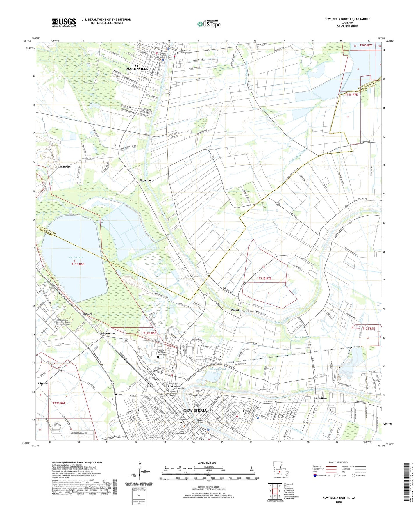 New Iberia North Louisiana US Topo Map Image