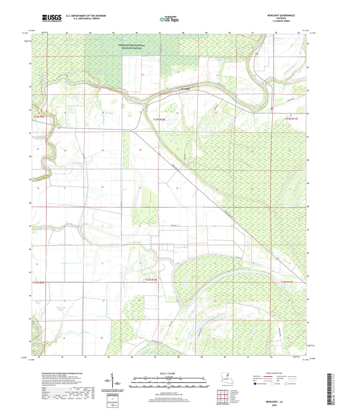Newlight Louisiana US Topo Map Image