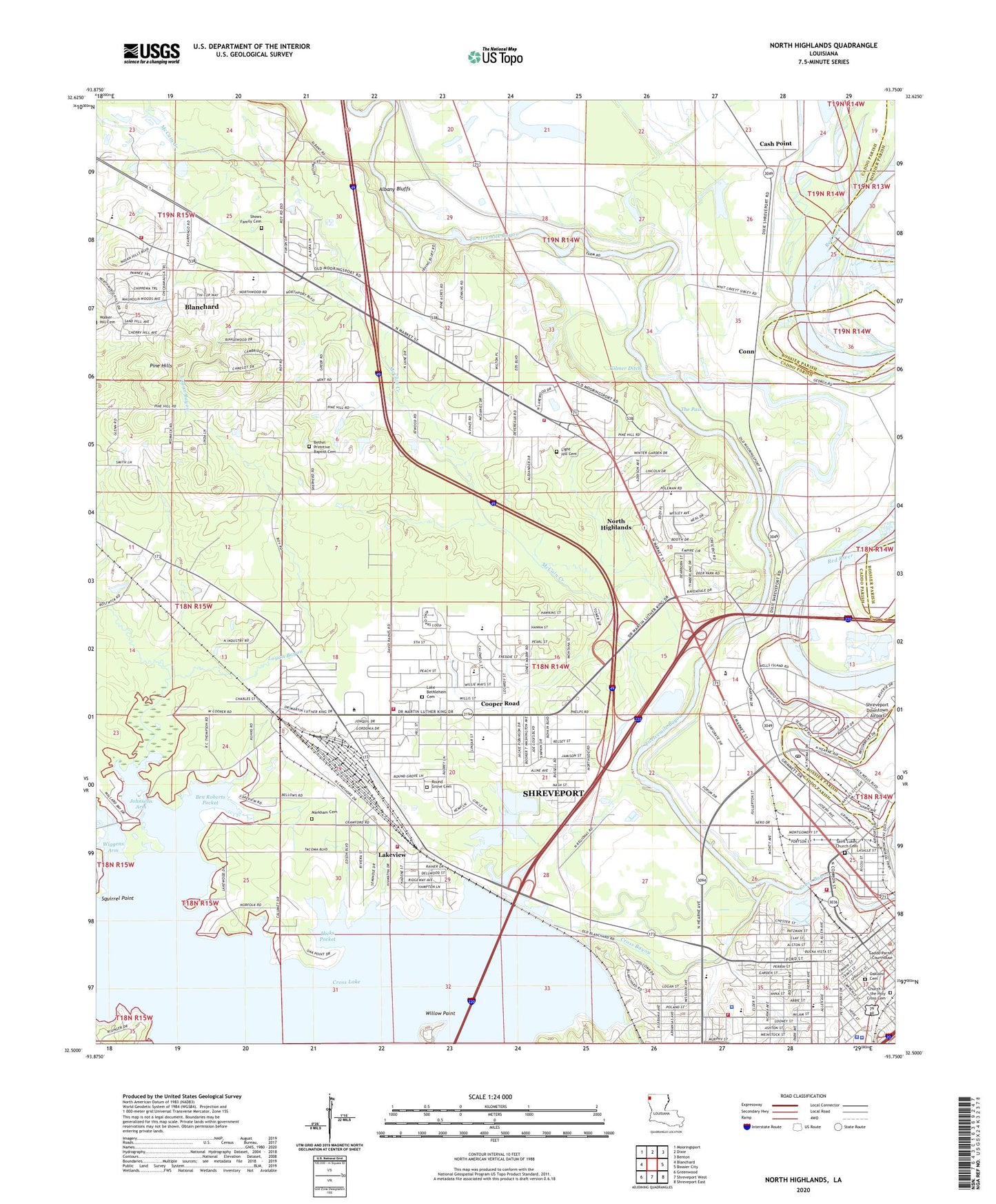 North Highlands Louisiana US Topo Map Image