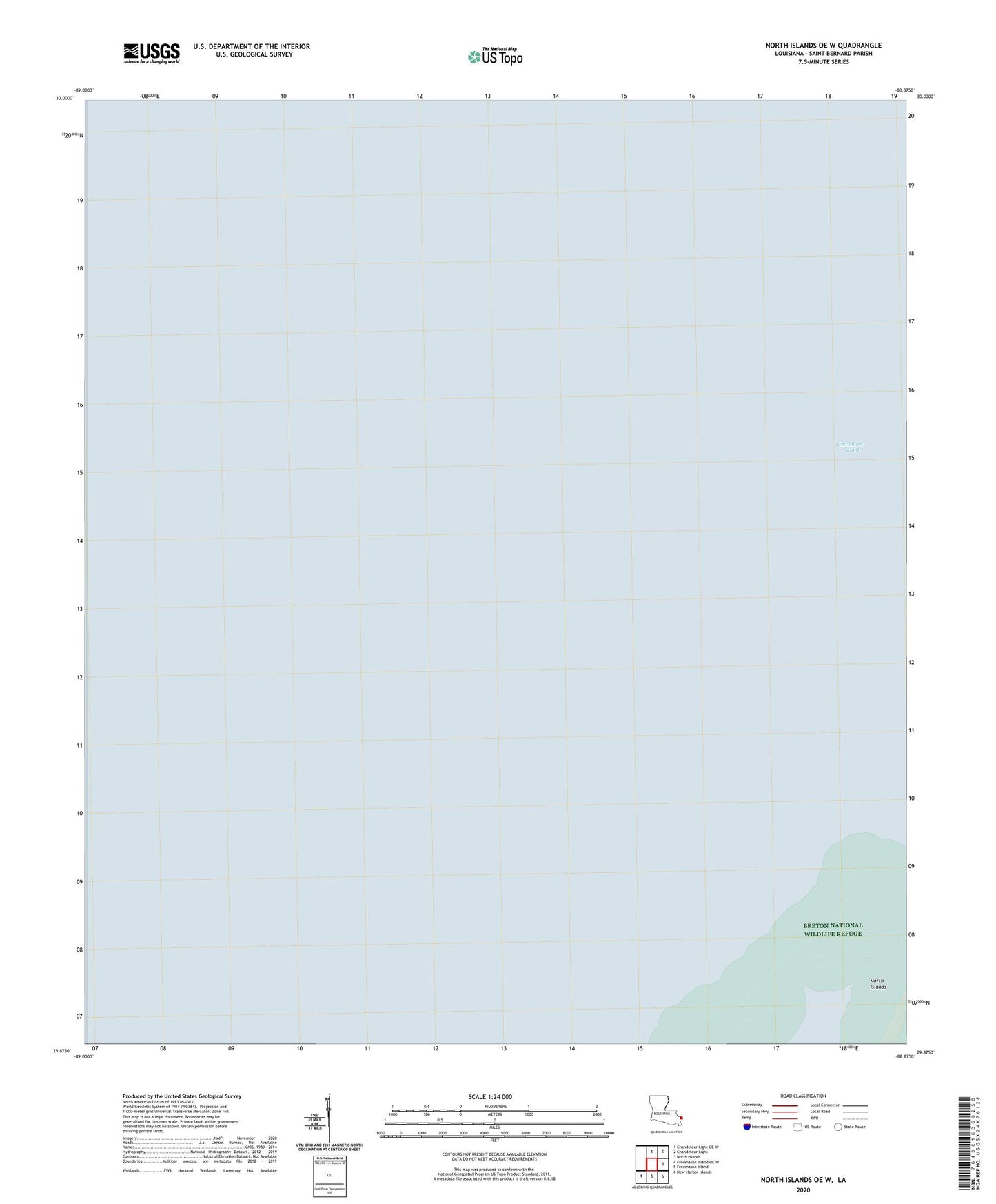North Islands OE W Louisiana US Topo Map Image