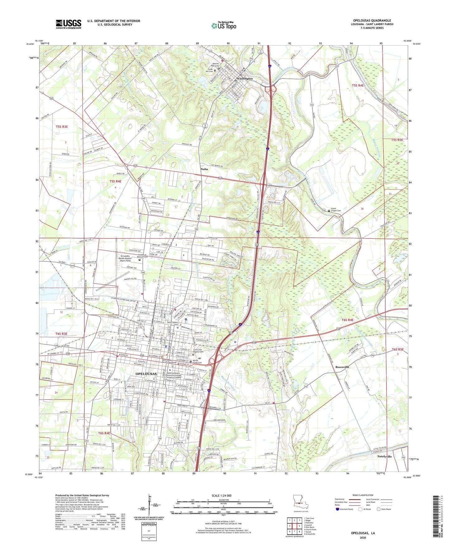 Opelousas Louisiana US Topo Map Image