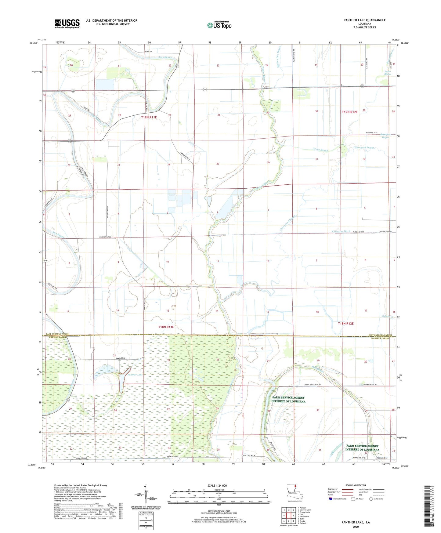 Panther Lake Louisiana US Topo Map Image