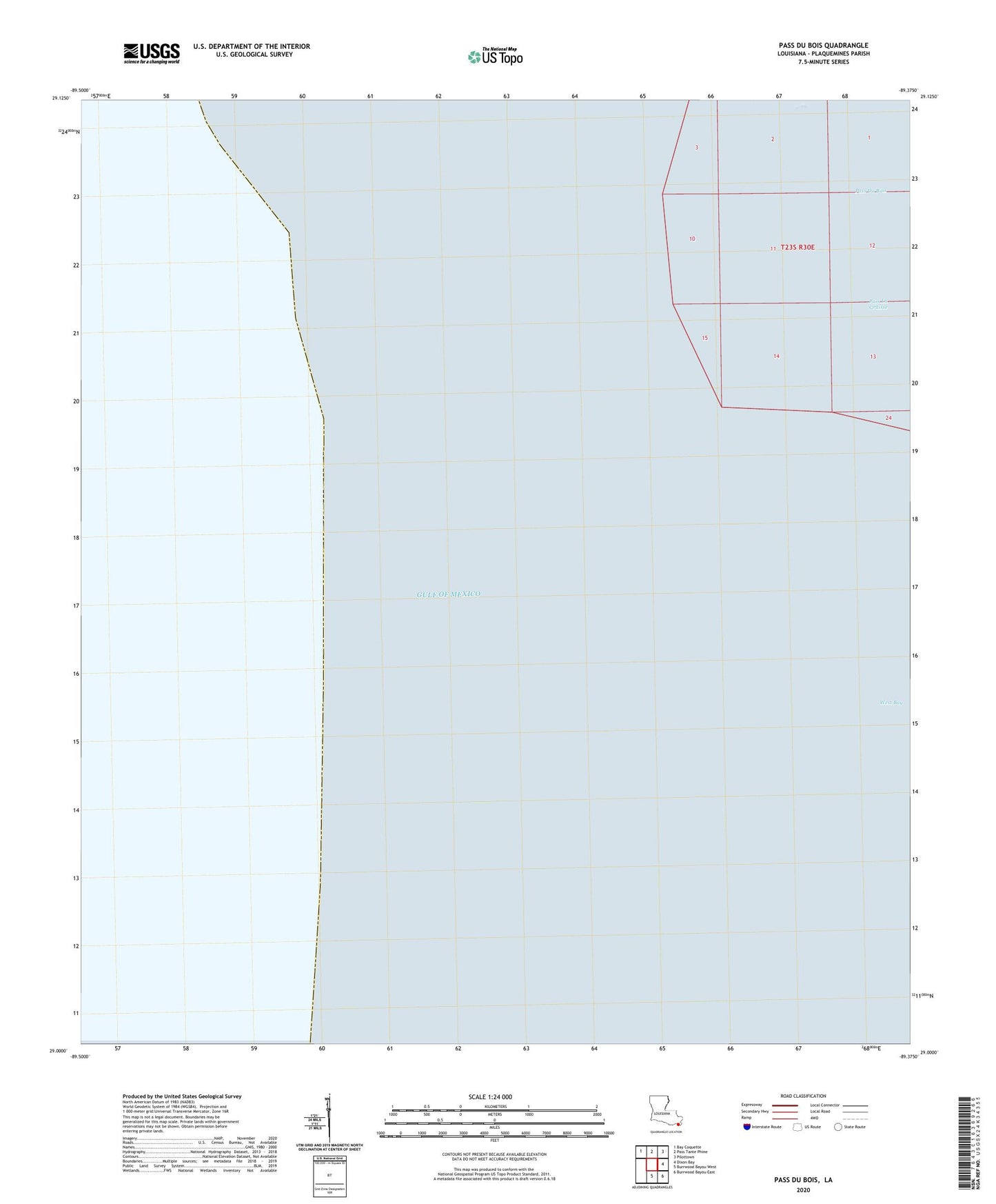Pass du Bois Louisiana US Topo Map Image
