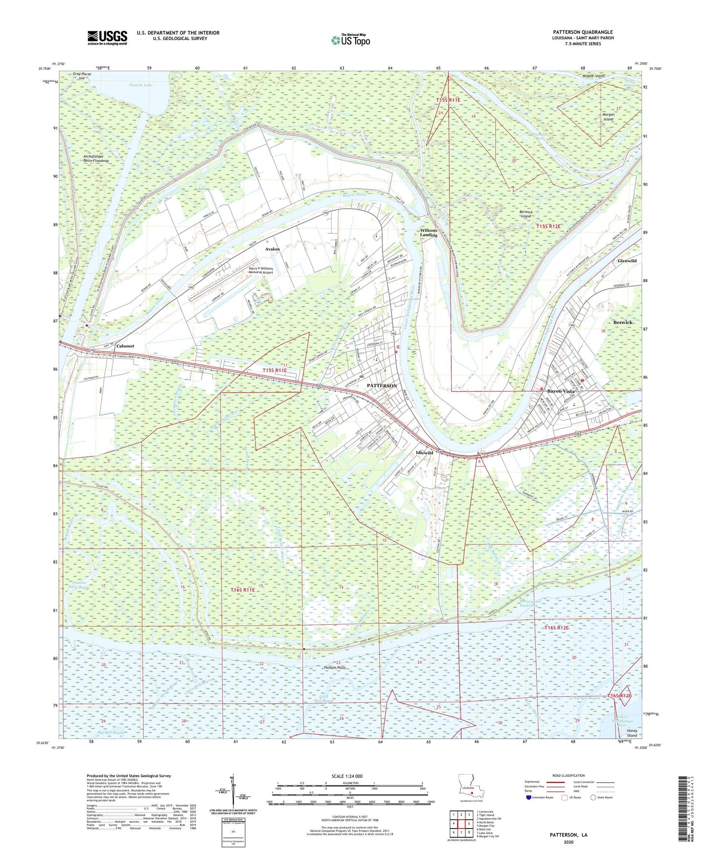 Patterson Louisiana US Topo Map Image