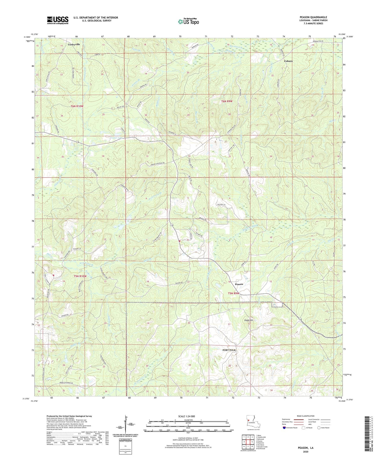Peason Louisiana US Topo Map Image