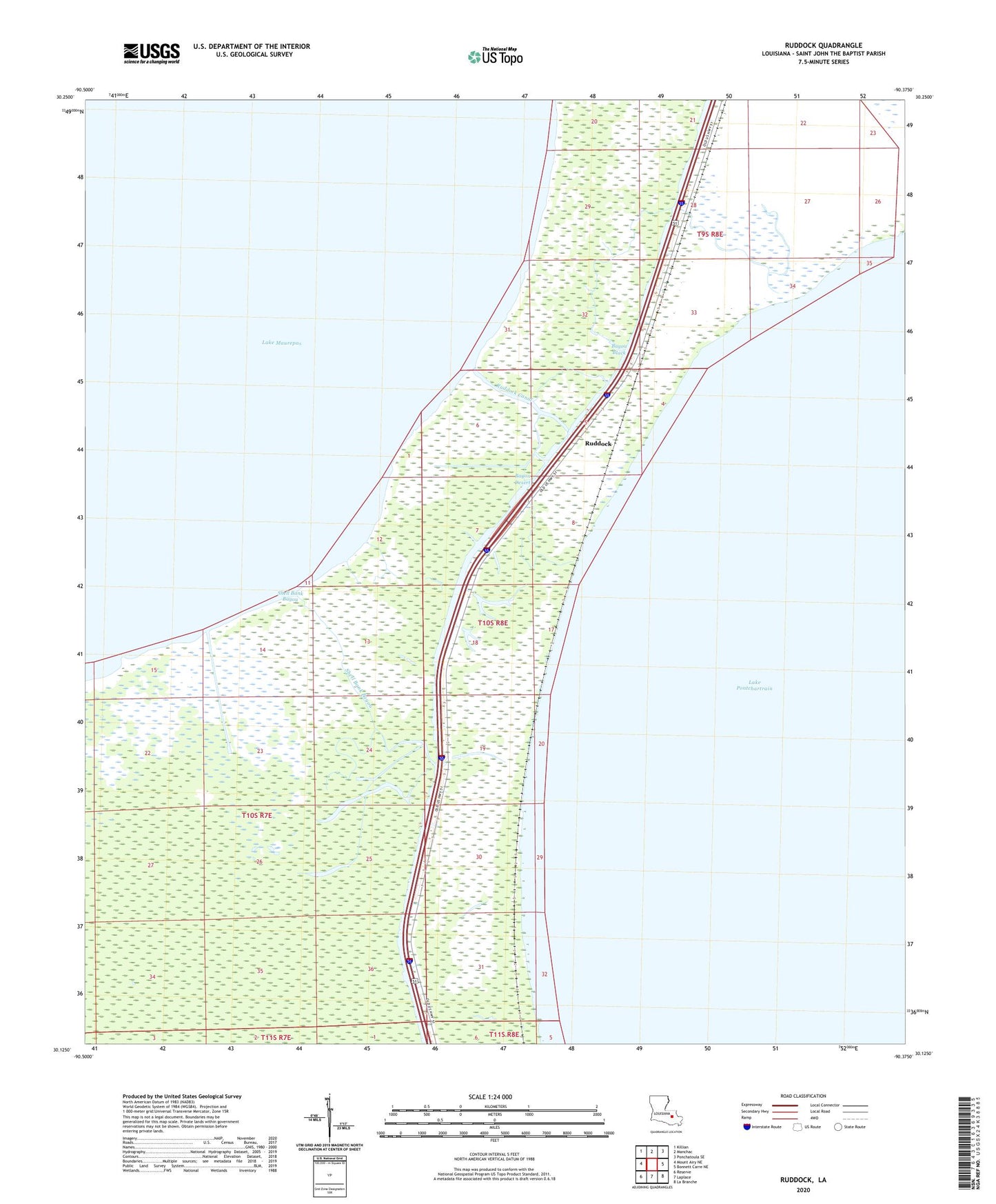 Ruddock Louisiana US Topo Map Image